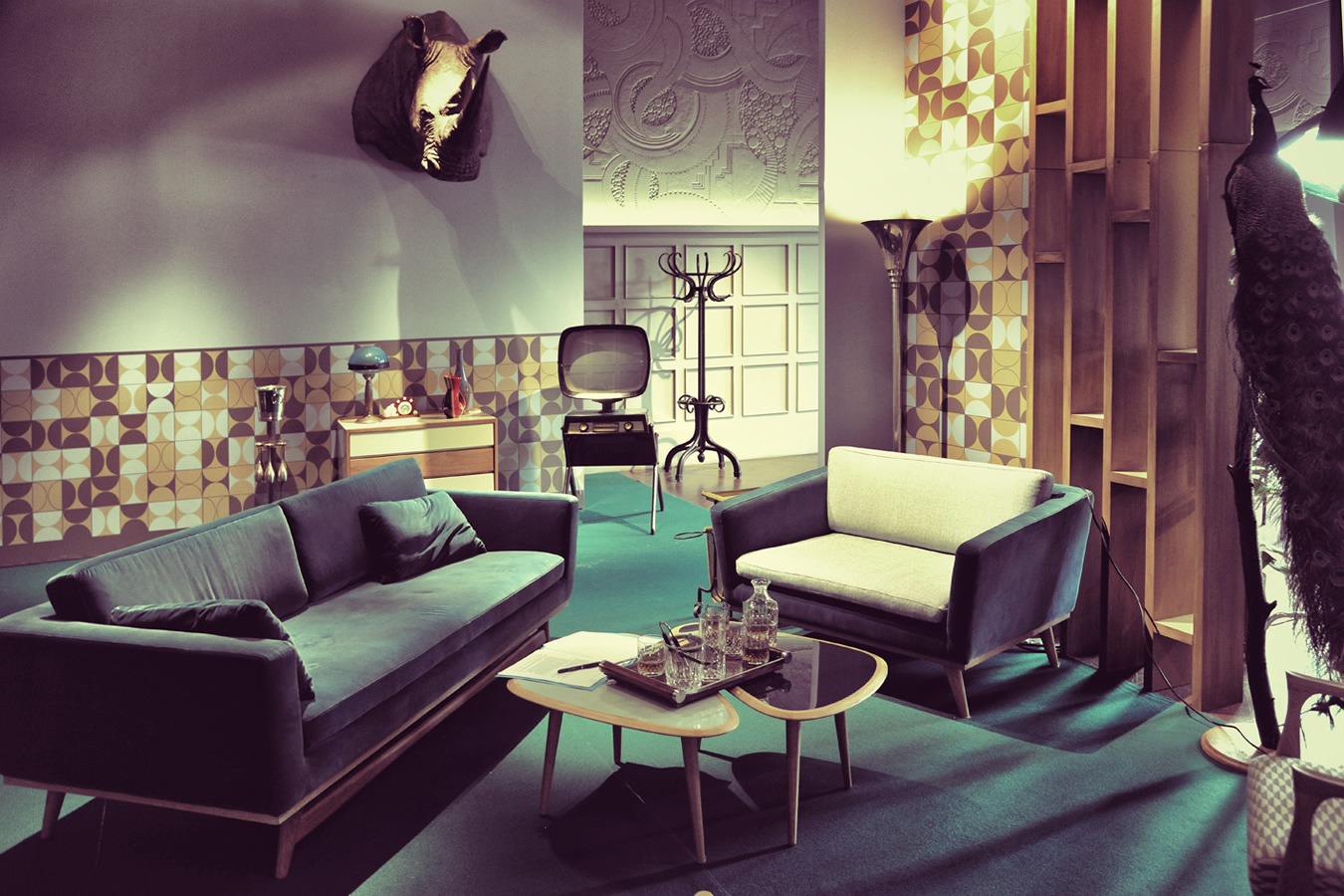 Illustration 2 du produit Fifties Sofa Velvet Duck Blue