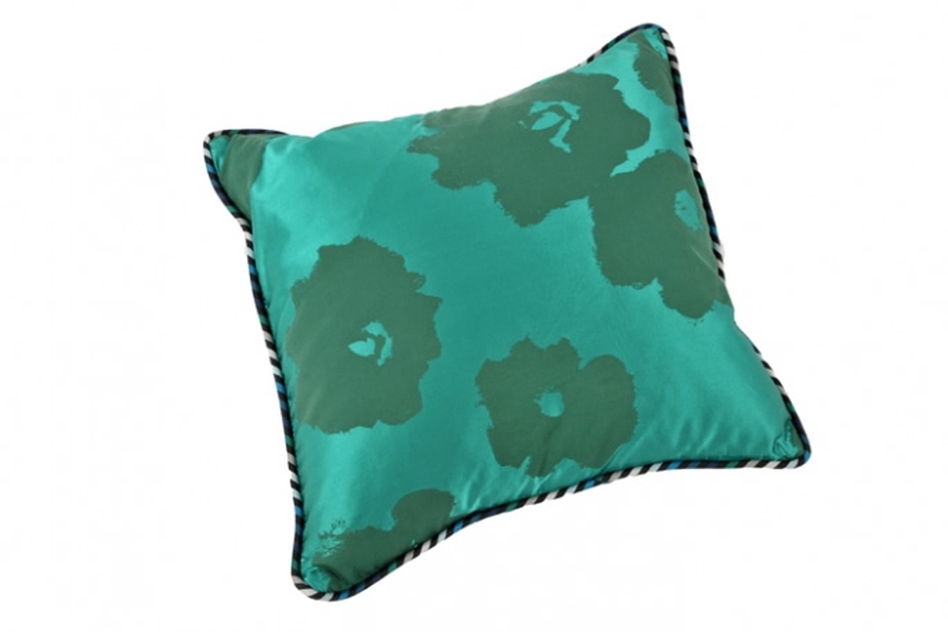 Illustration 1 du produit Coussin Vert Fleur Et Rayure