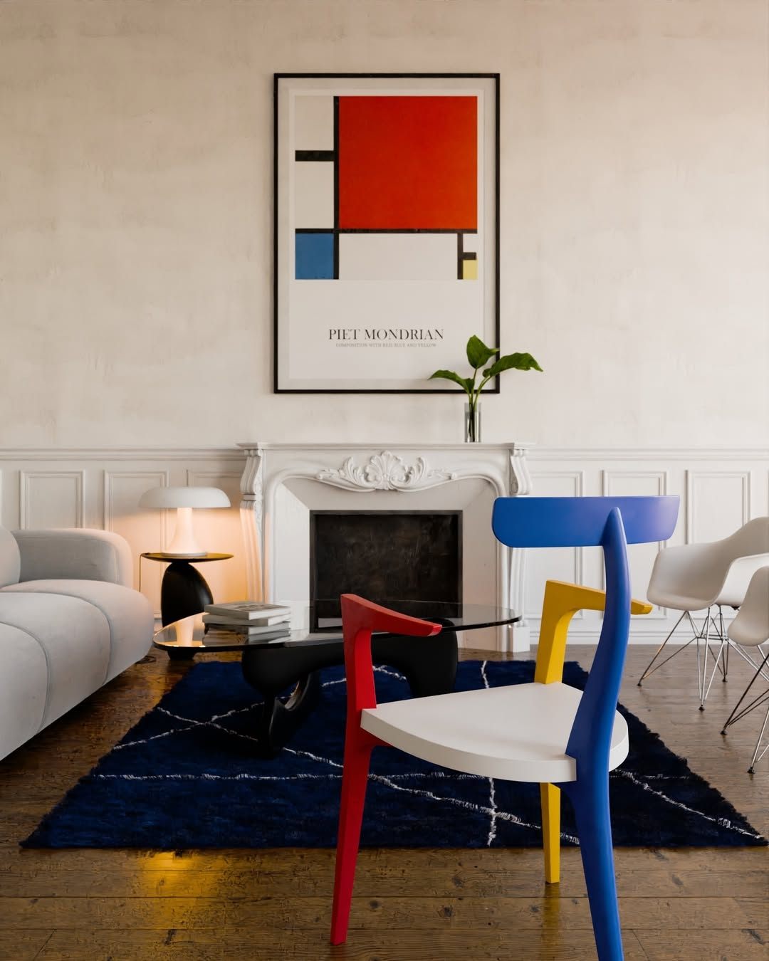 Product illustration Beluga chair Mondrian red yellow 4