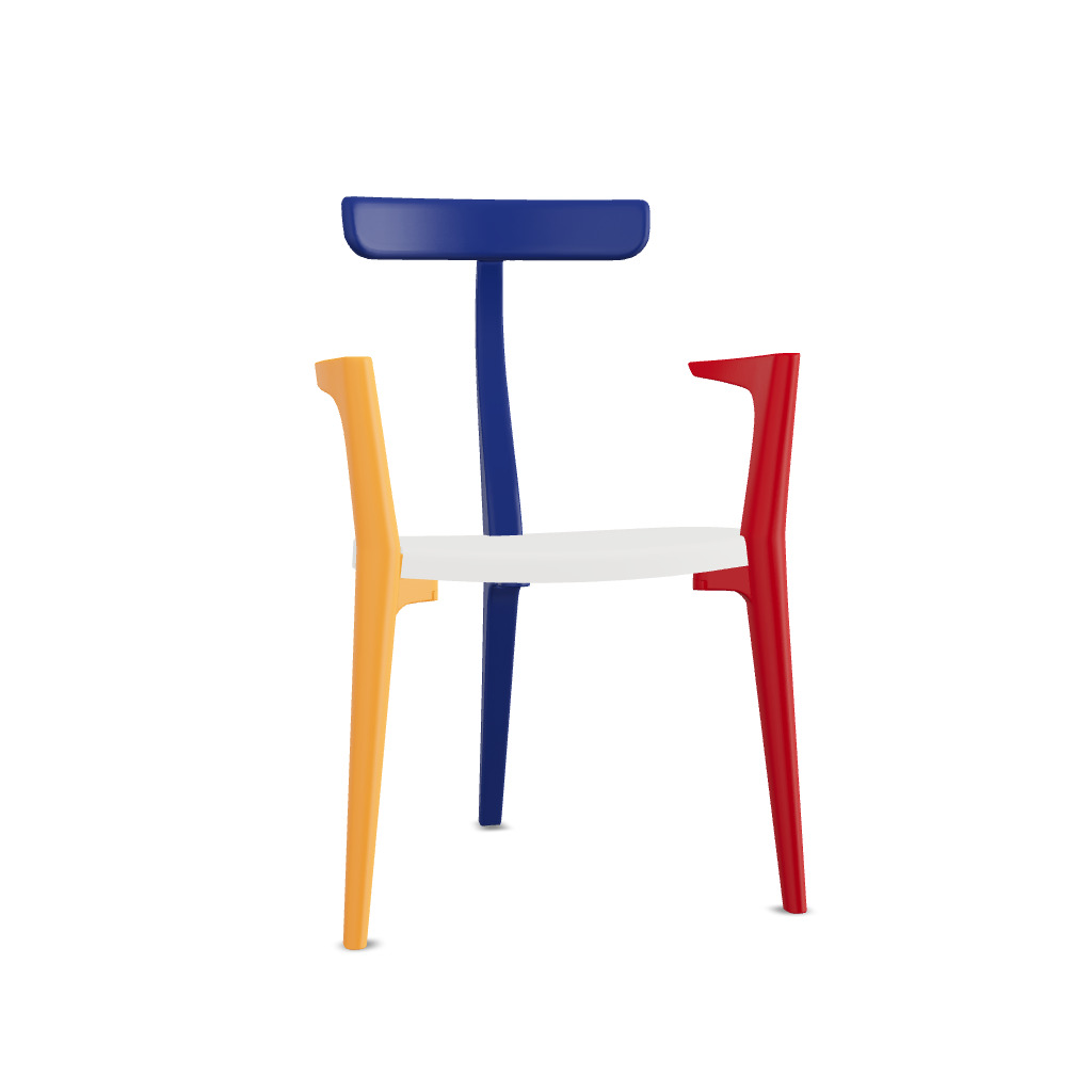 Product illustration Beluga chair Mondrian yellow red 2