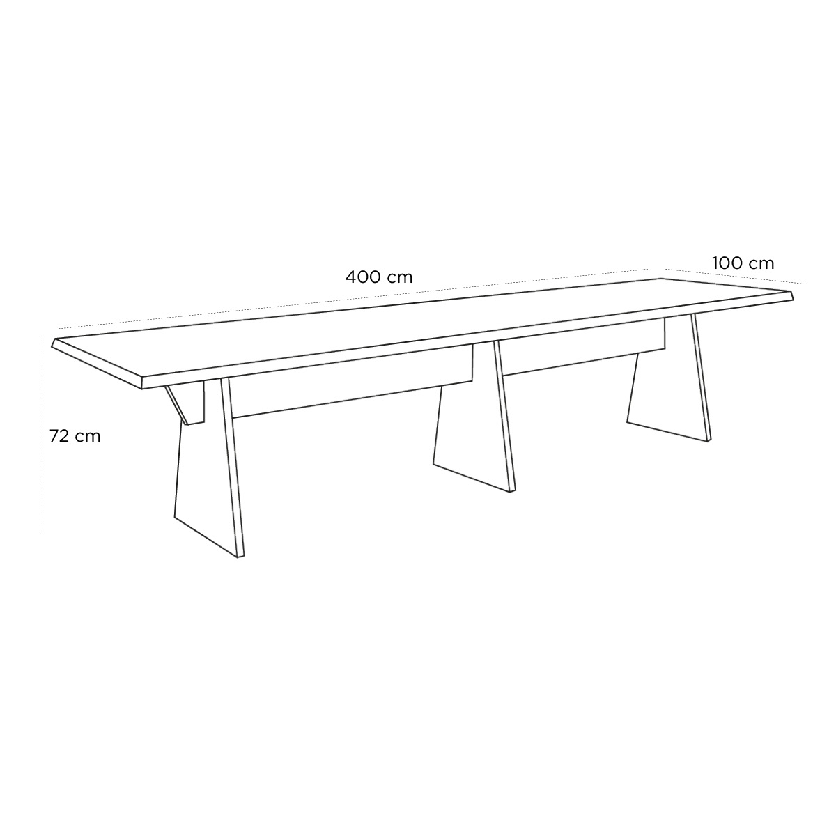 Product schematic Table Galère Rectangulaire 400x100