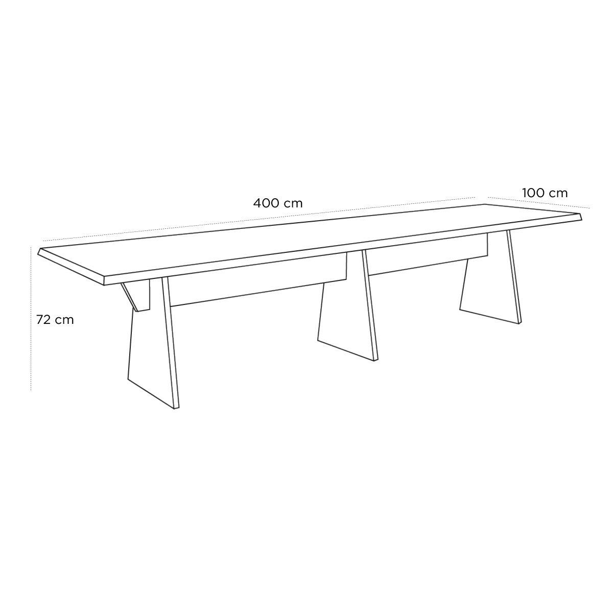 Schéma du produit Table Galère Rectangulaire 400x100