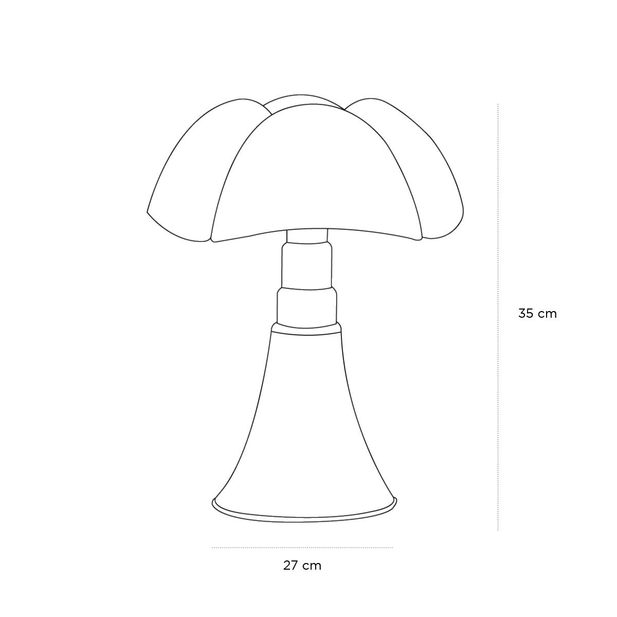 Product schematic Lampe Mini Pipistrello Blanc