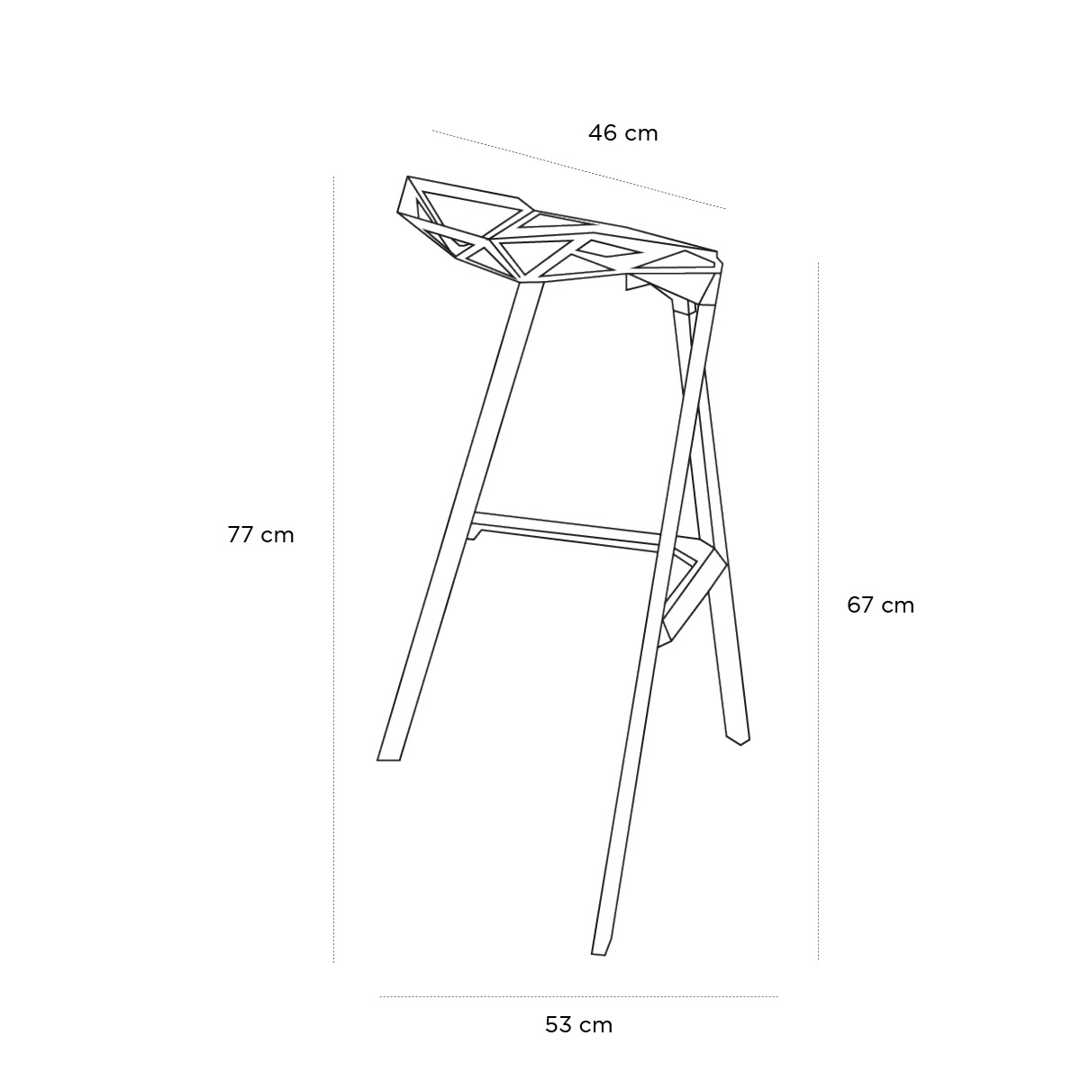 Product schematic Tabouret One Rouge