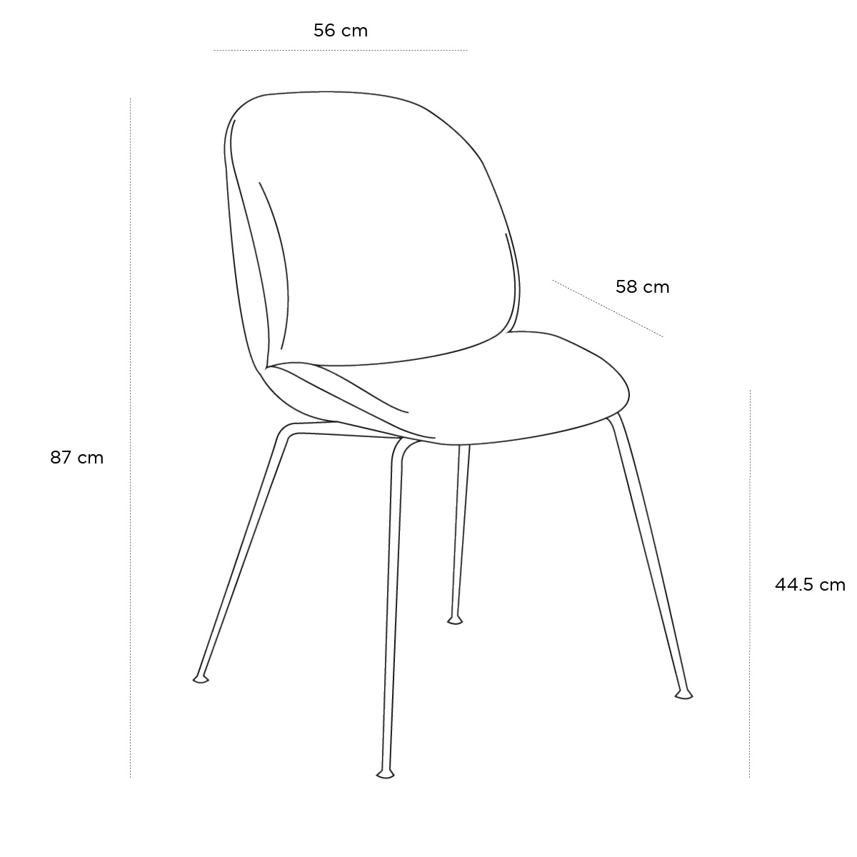 Product schematic Chaise Beetle Vert
