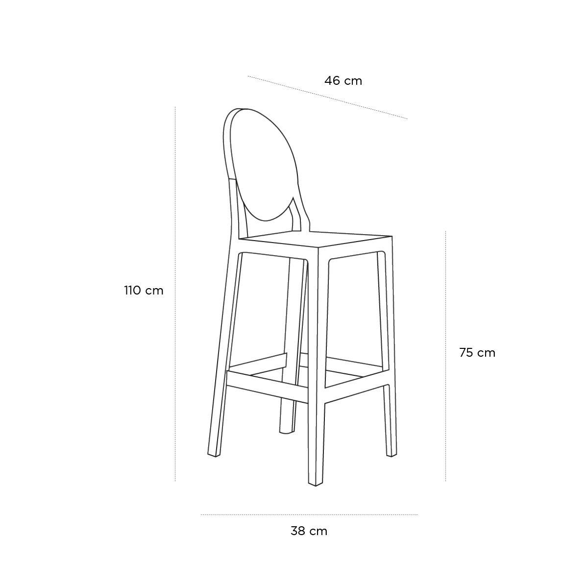 Product schematic Tabouret One More Dossier Médaillon