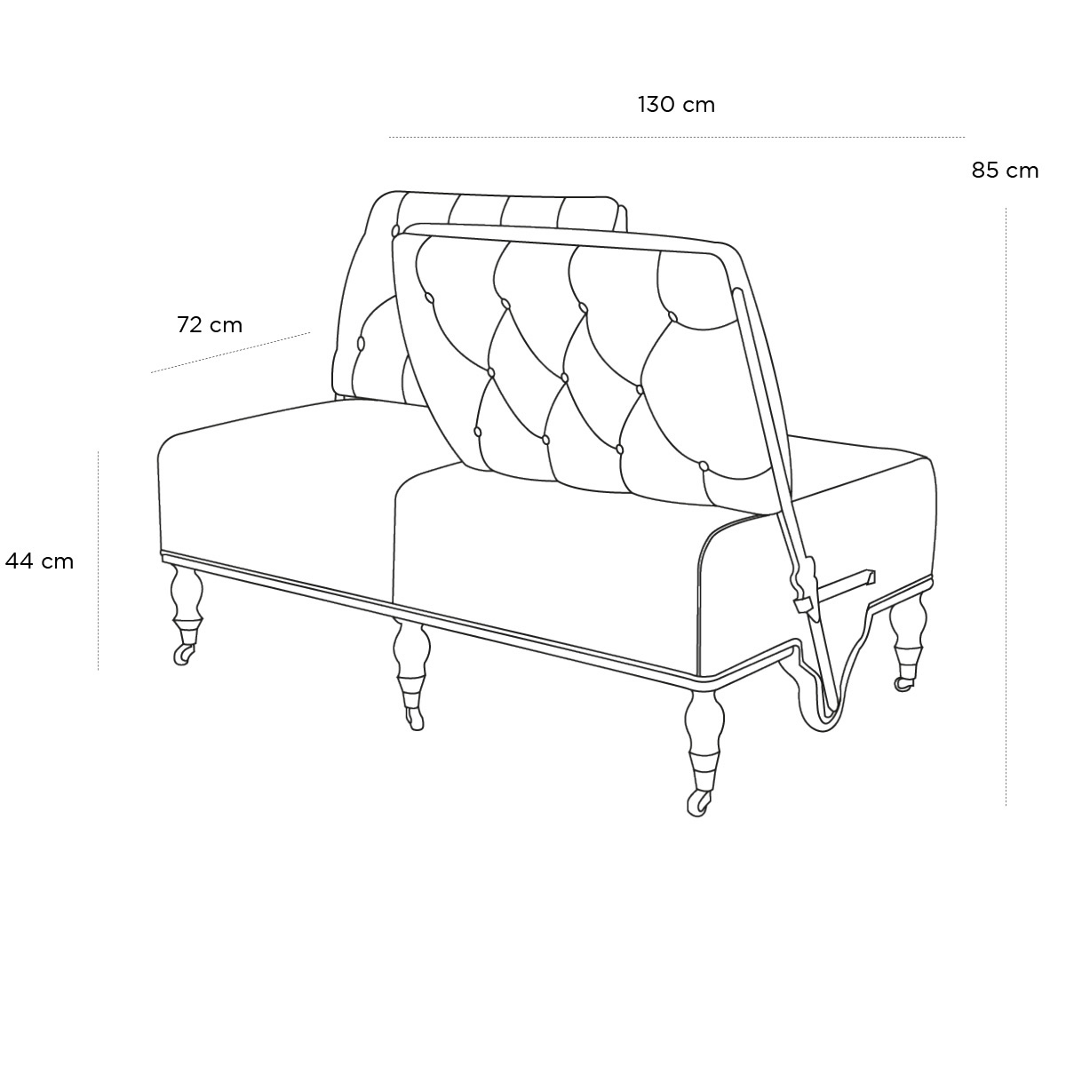 Product schematic Chauffeuse Tête A tête