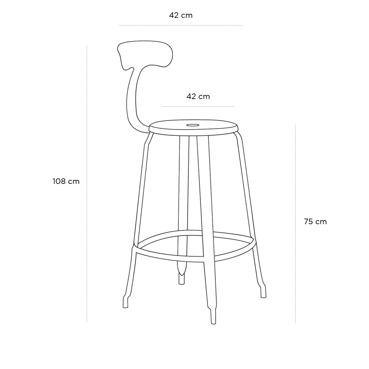 Product schematic Tabouret Nicolle Rouge