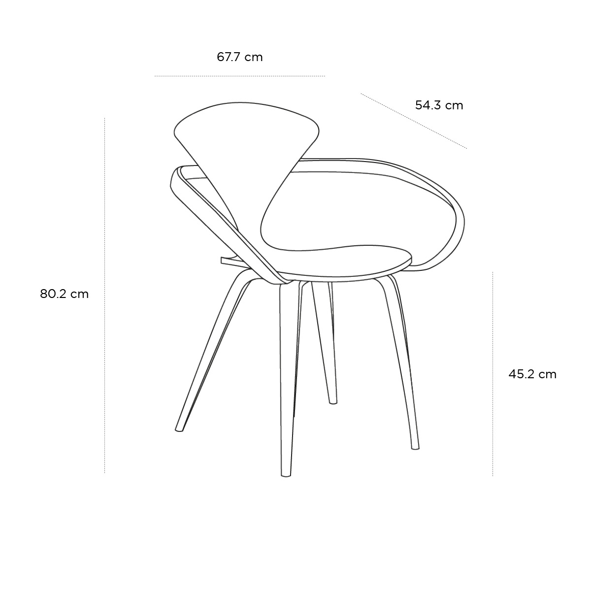 Product schematic Fauteuil Cherner