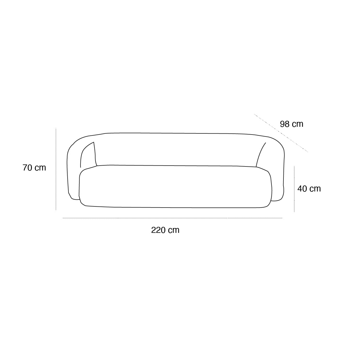 Product schematic Canapé Volta 3 Places