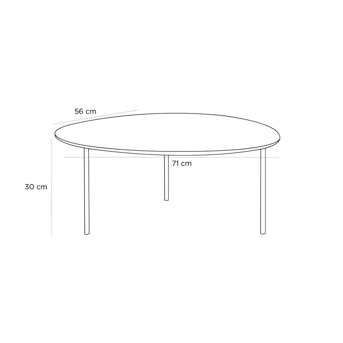 Product schematic Table basse Eclipse Bois Clair M