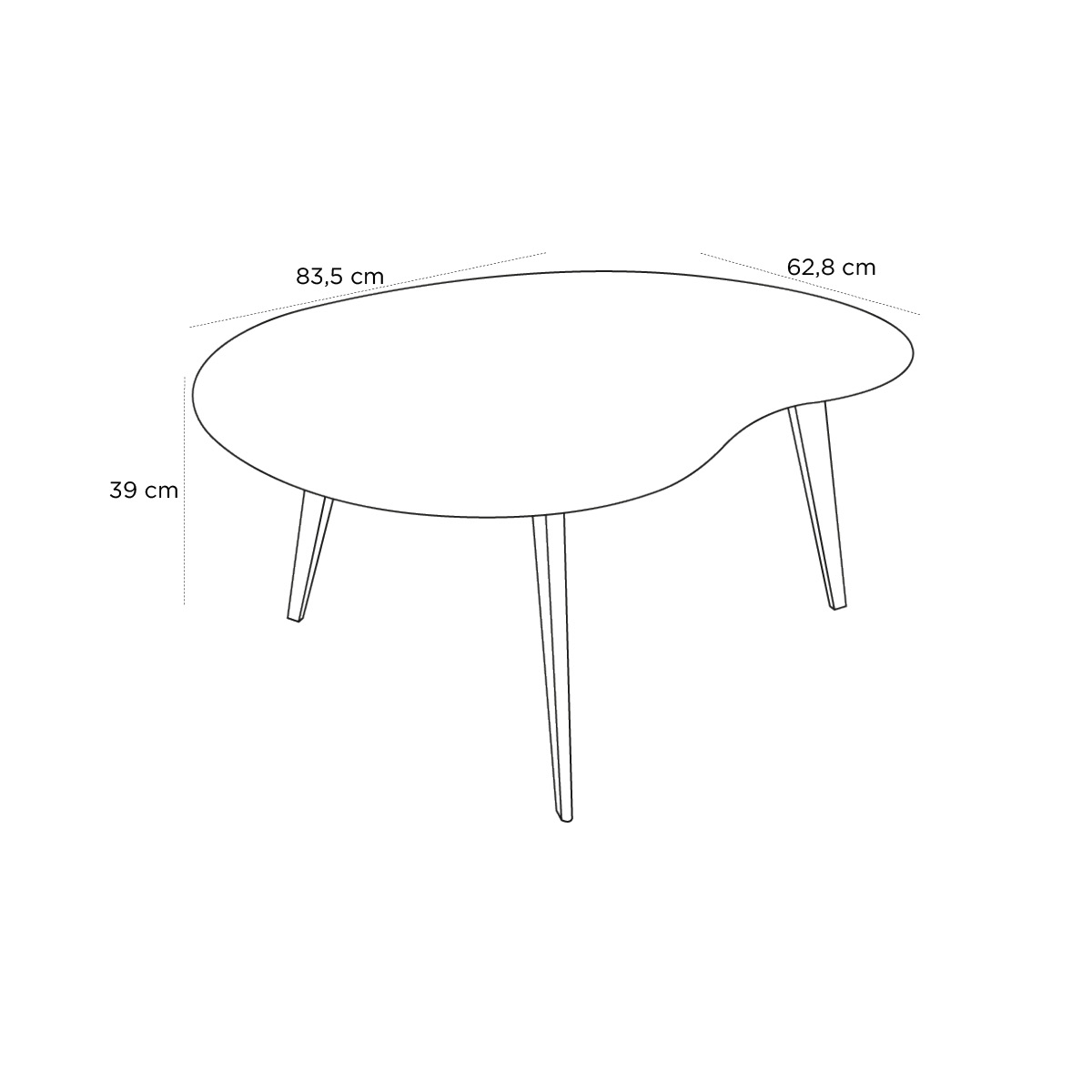 Product schematic Table basse Lalinde GM Jaune