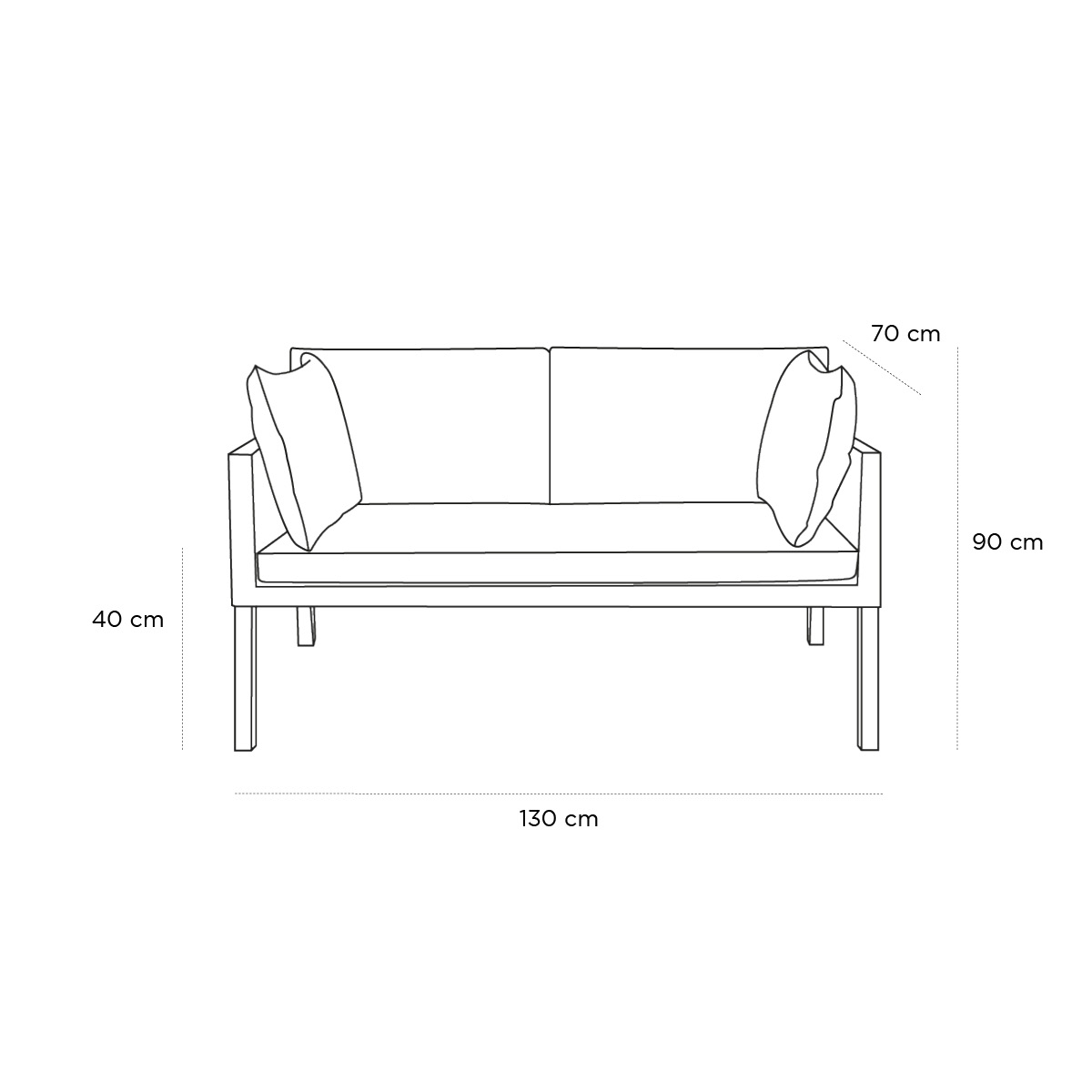 Product schematic Canapé Majestic Champagne