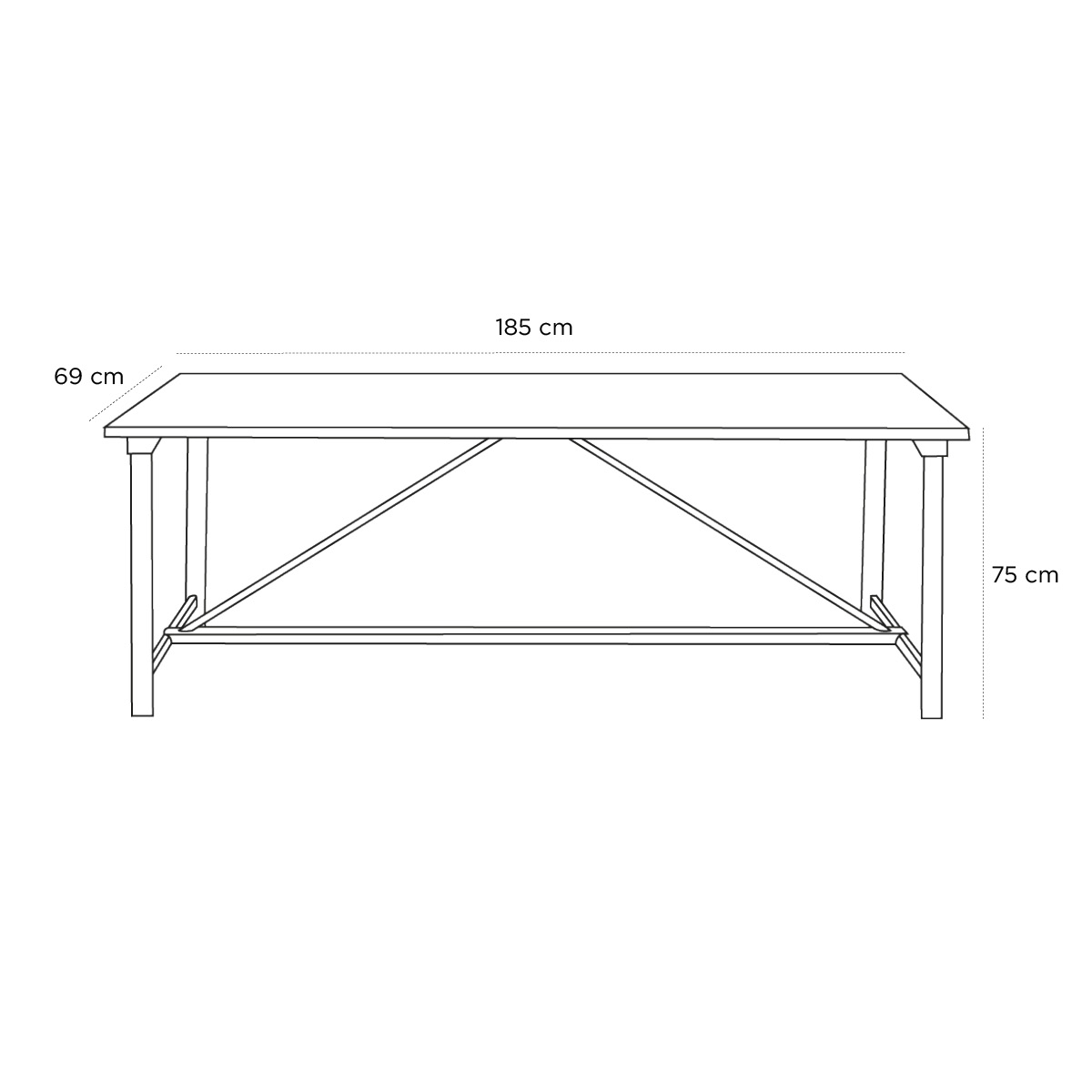 Product schematic Table Militaire Transversale