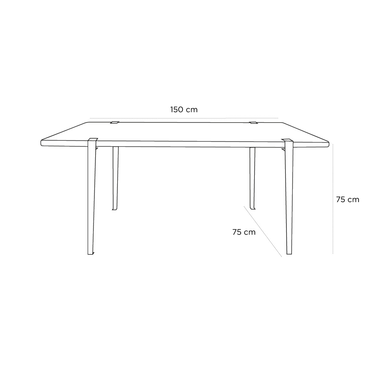 Schéma du produit Table TIPTOE Fenix Blanc Chant Chêne