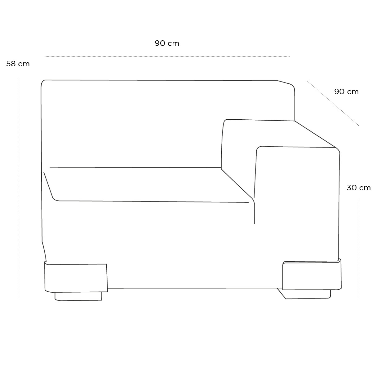 Product schematic Chauffeuse Plastics Accoudoir Droit Blanc