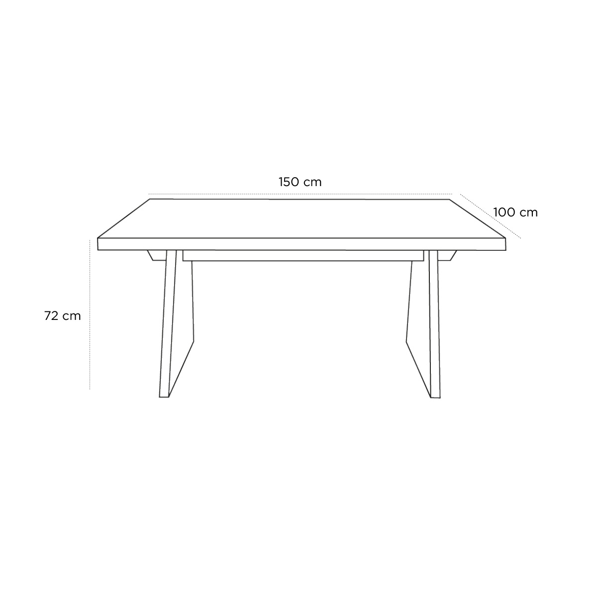 Product schematic Table Galère 150 x 100