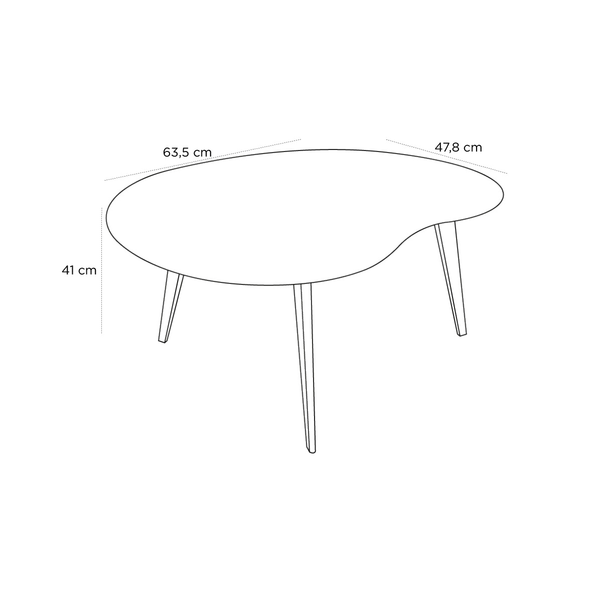 Product schematic Table basse Lalinde PM Ivoire