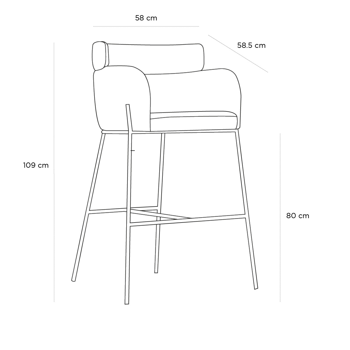Product schematic Tabouret Baron Beige