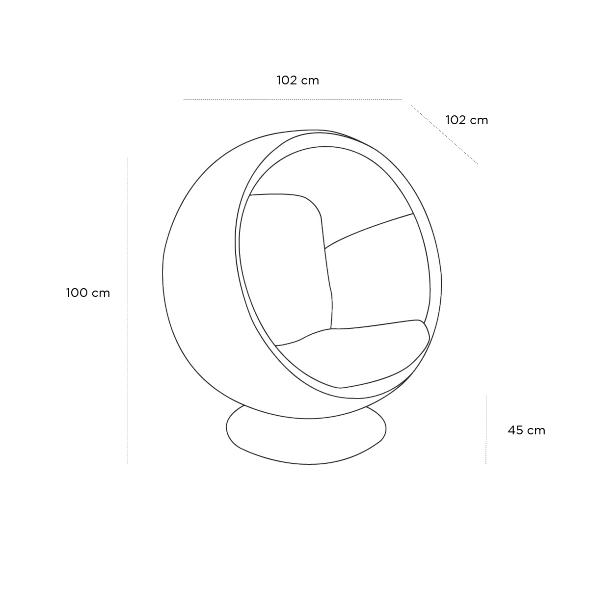 Product schematic Fauteuil Ball Rouge