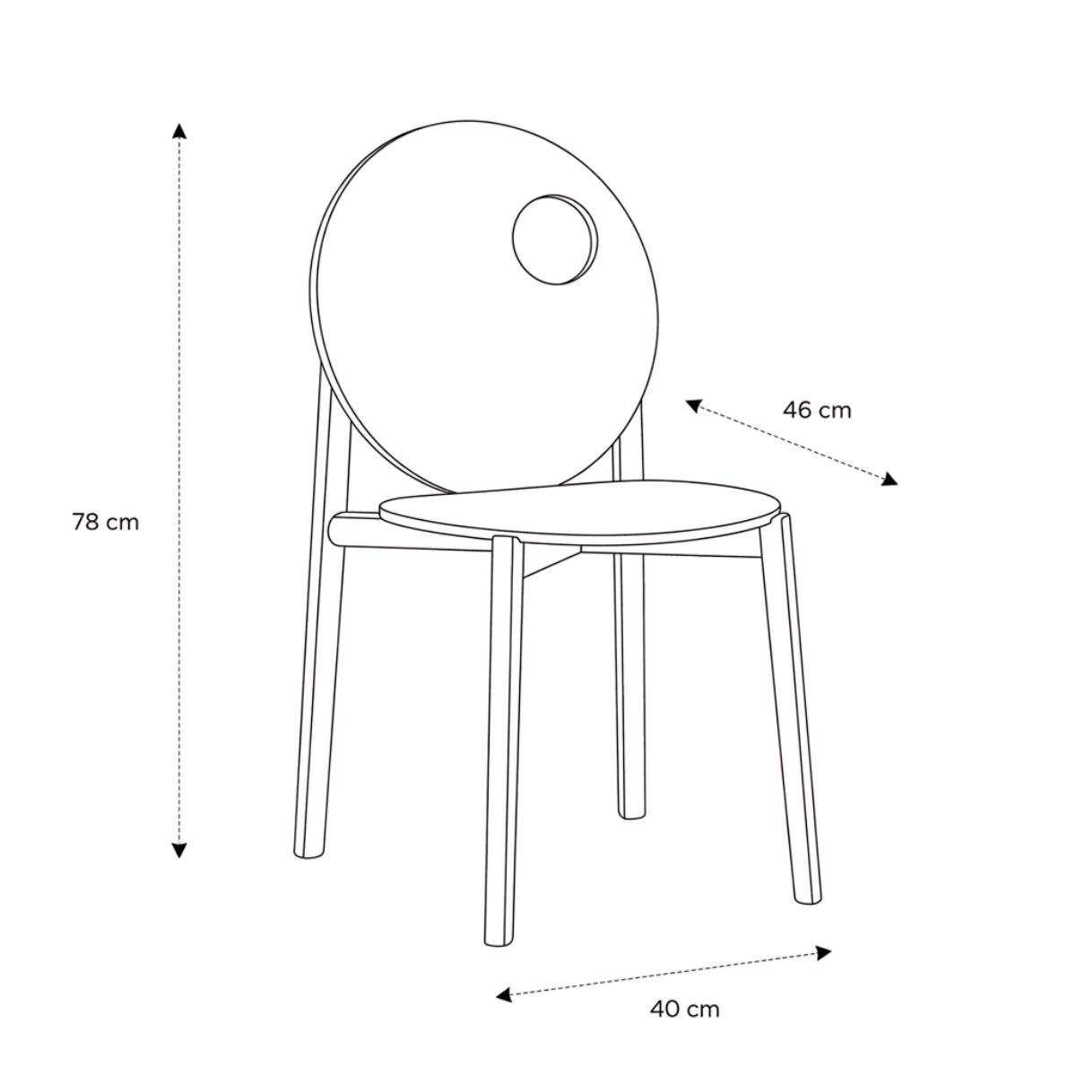 Product schematic Chaise Helio Chêne 2h