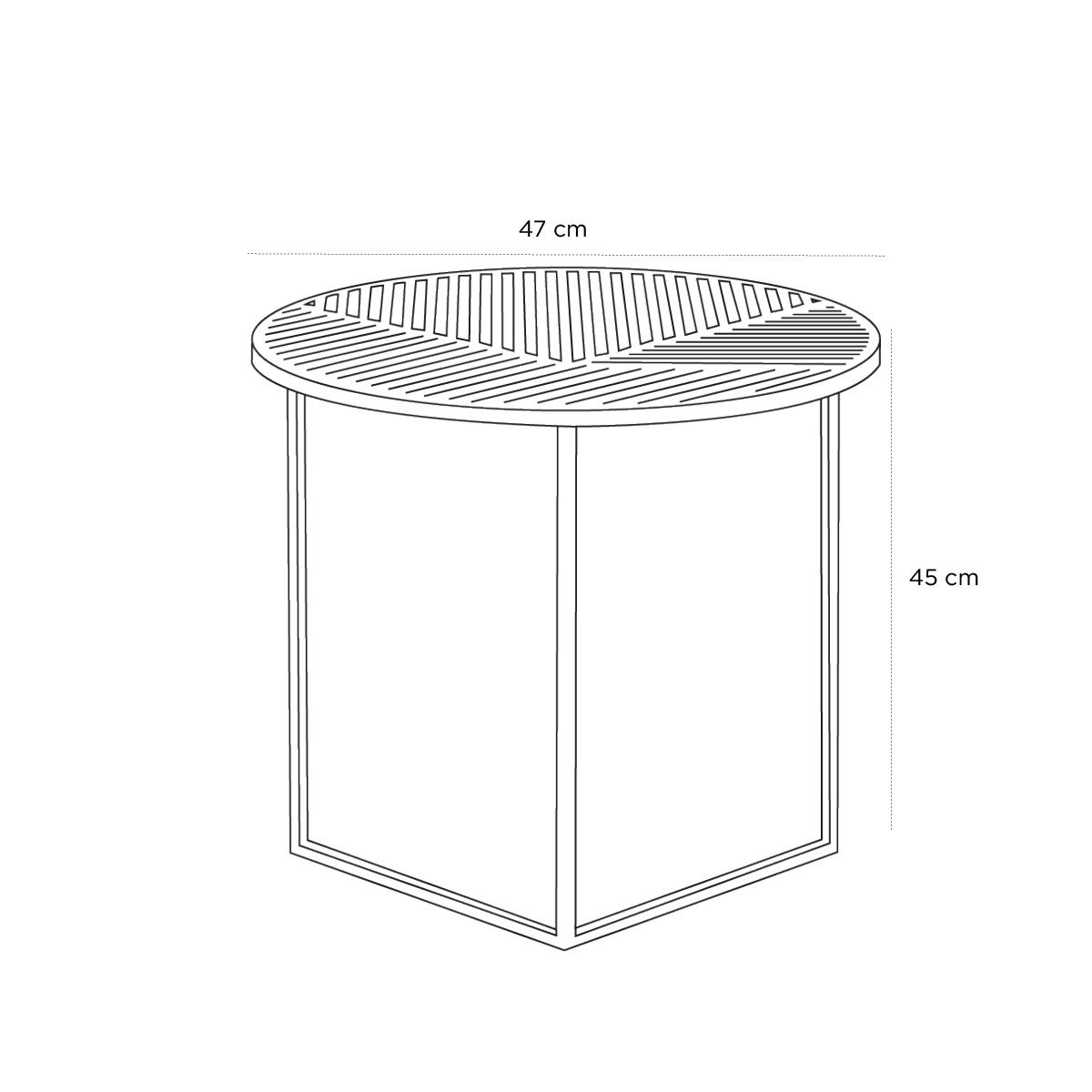 Product schematic Bout de canapé ISO Rond Bleu