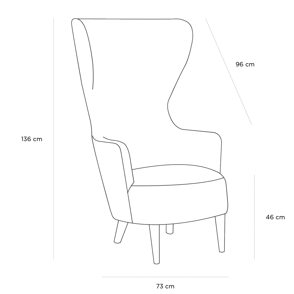 Product schematic Fauteuil Wingback