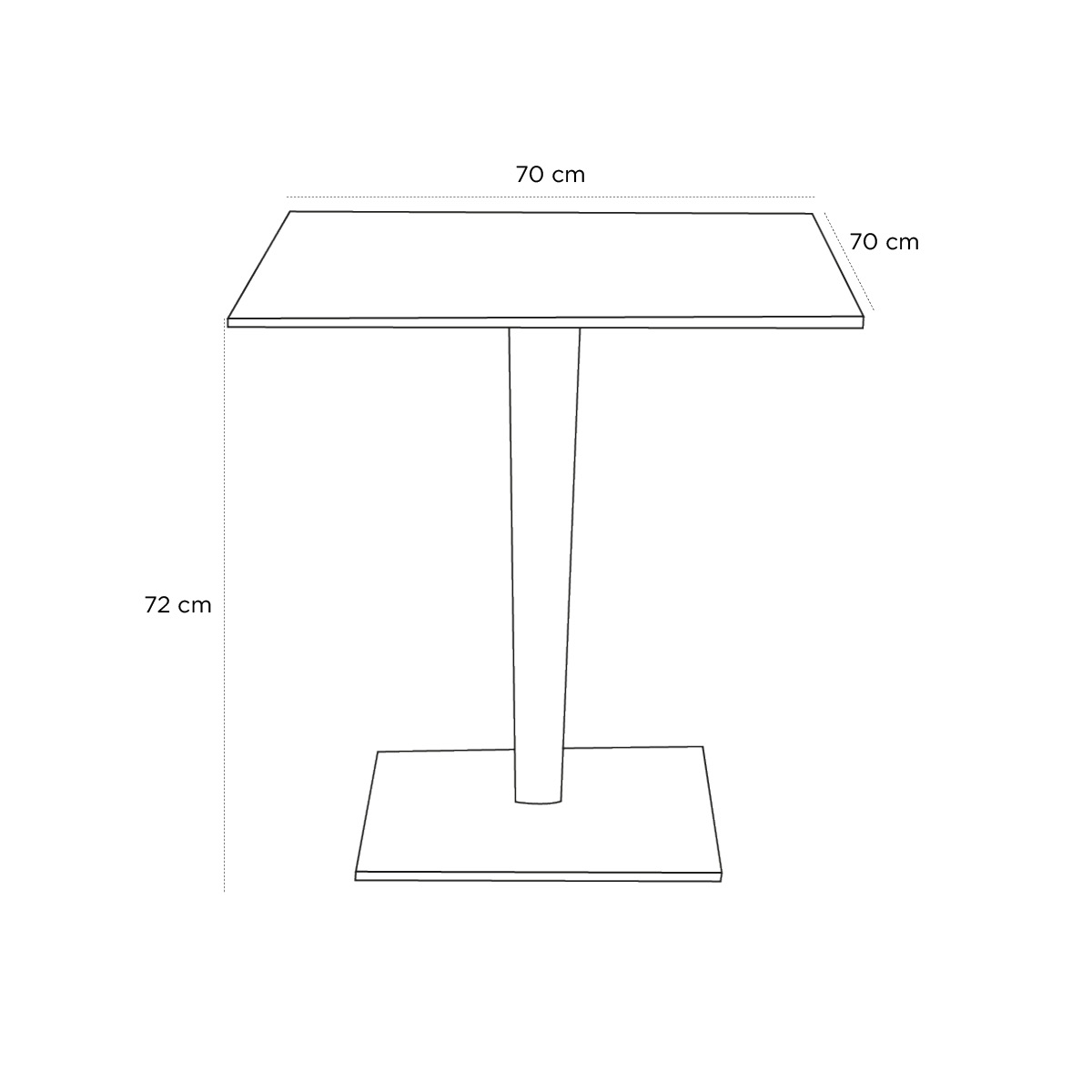 Product schematic Guéridon Top Top Dr Yes Carré Noir