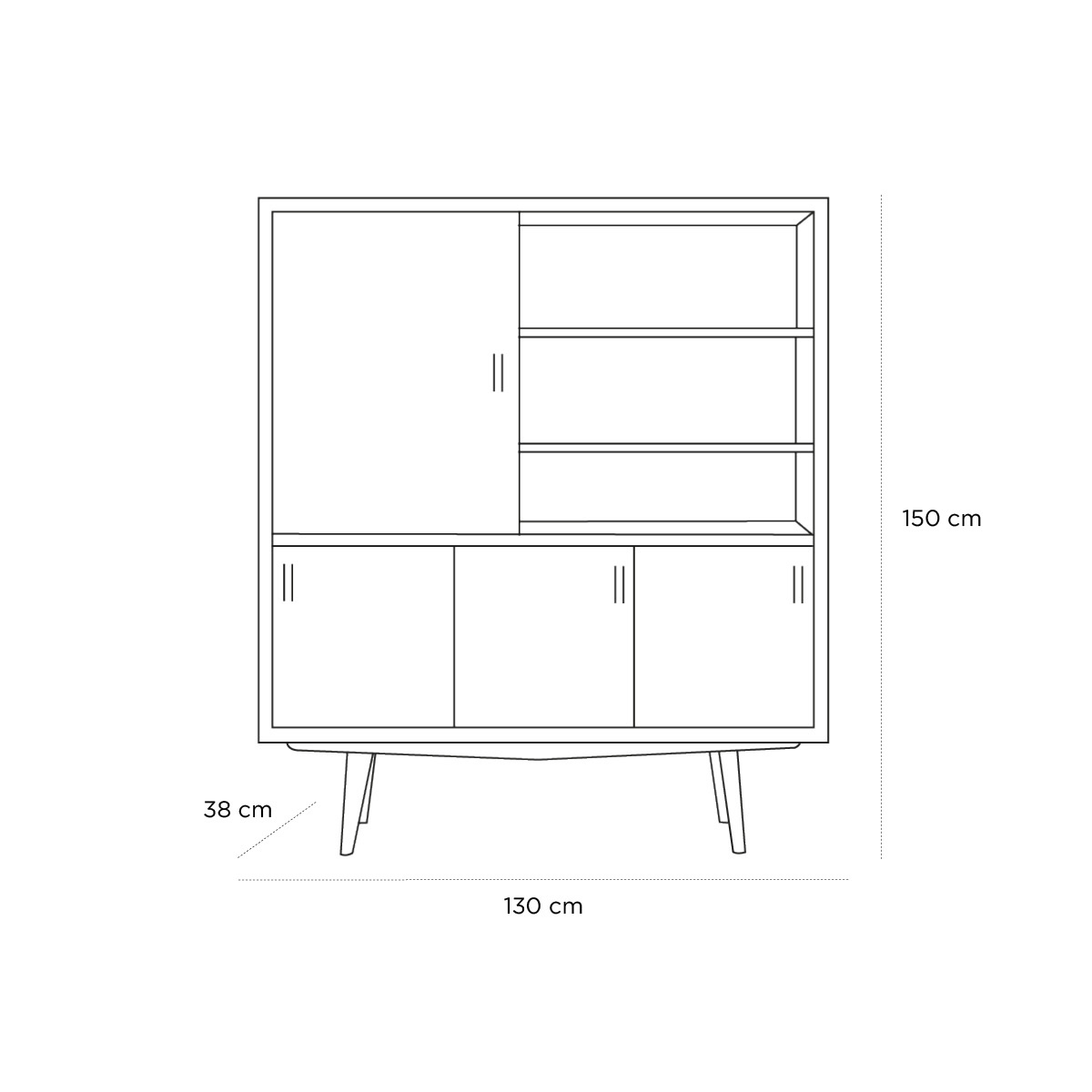 Product schematic Rangement Fifties Crème Olive Gris