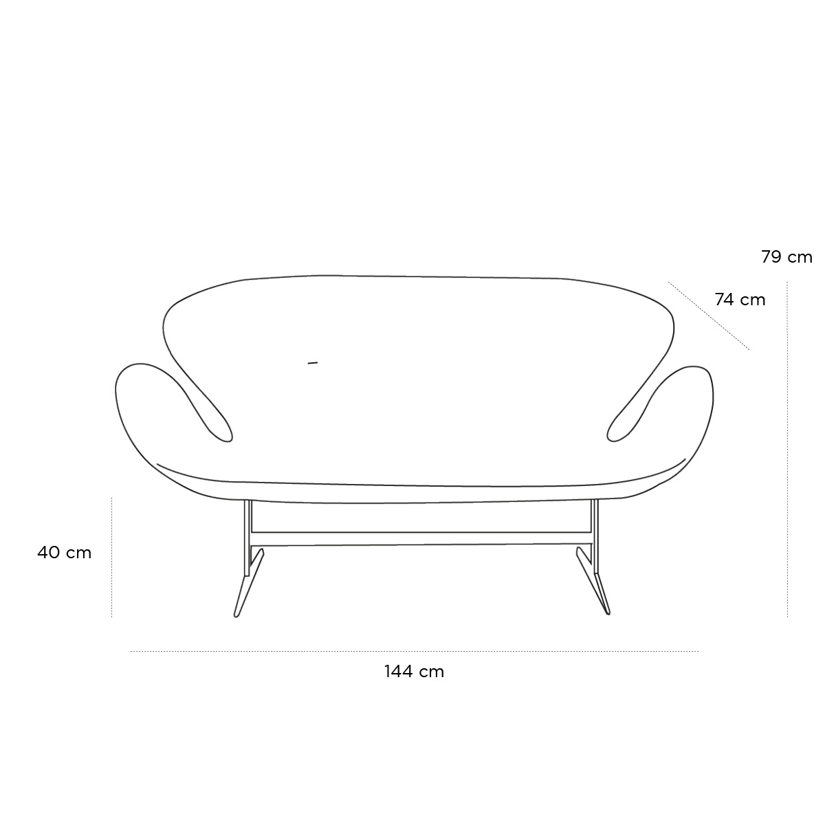 Product schematic Canapé Swan Rouge