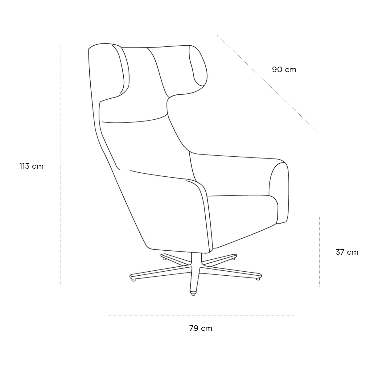 Product schematic Fauteuil Havana Gris