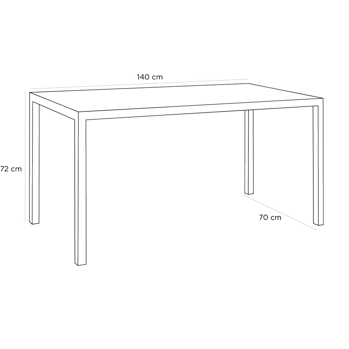 Product schematic Table Marielle 140x70