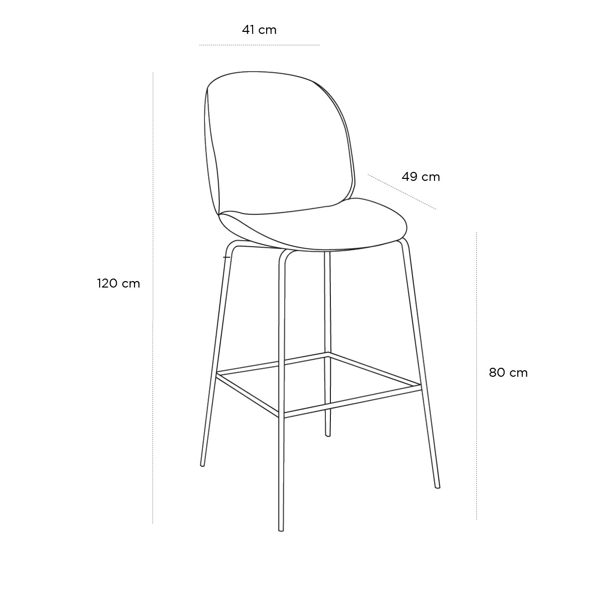 Product schematic Tabouret Beetle Bleu Nuit