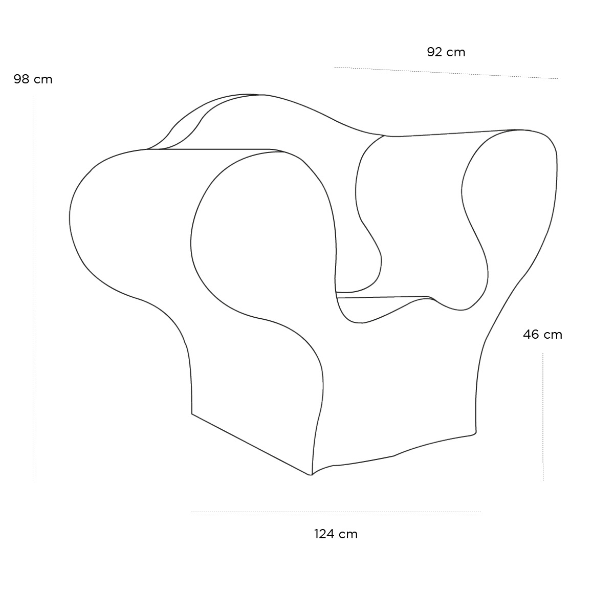 Product schematic Fauteuil Soft Big Easy Bleu