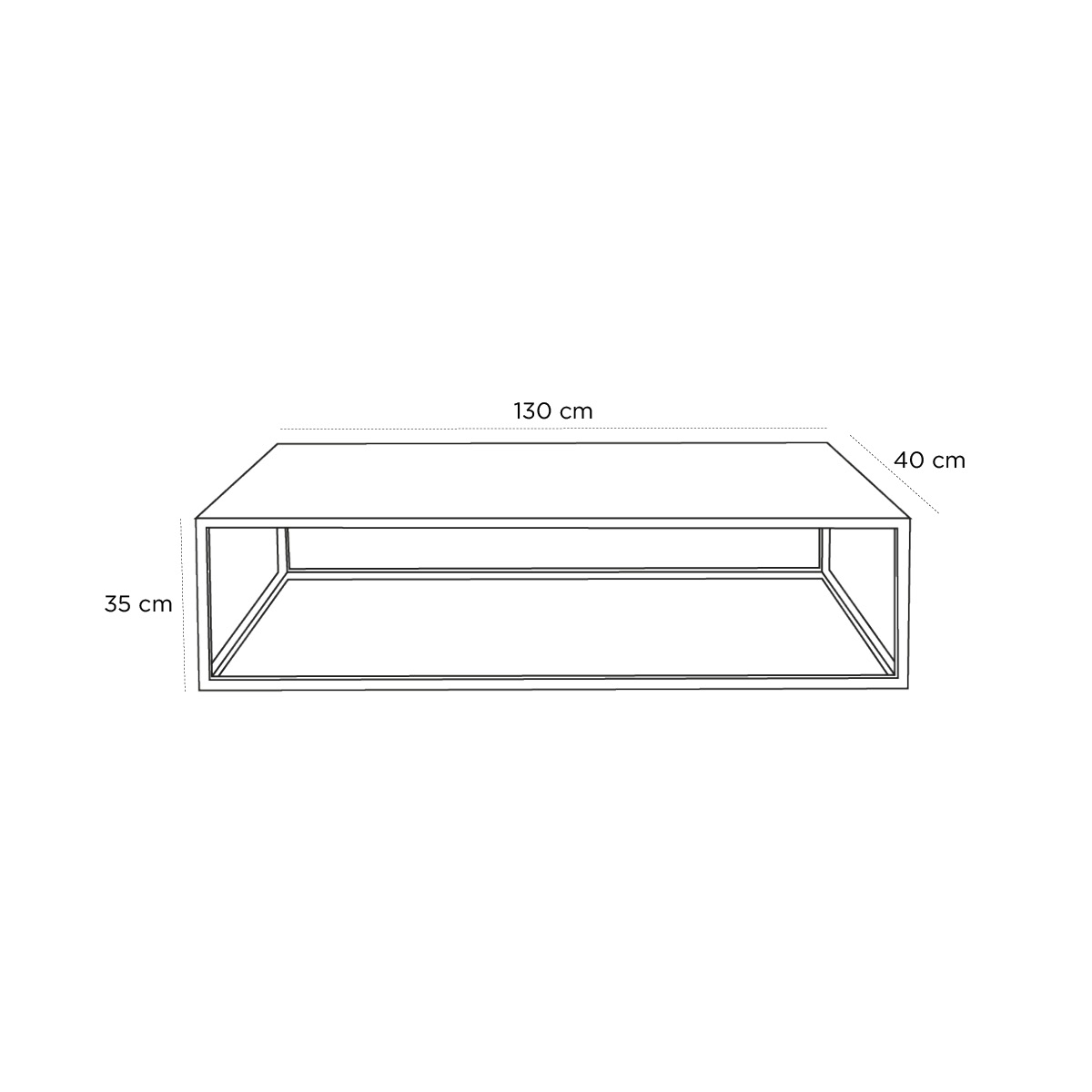 Product schematic Table basse Soco 130x40 Noir