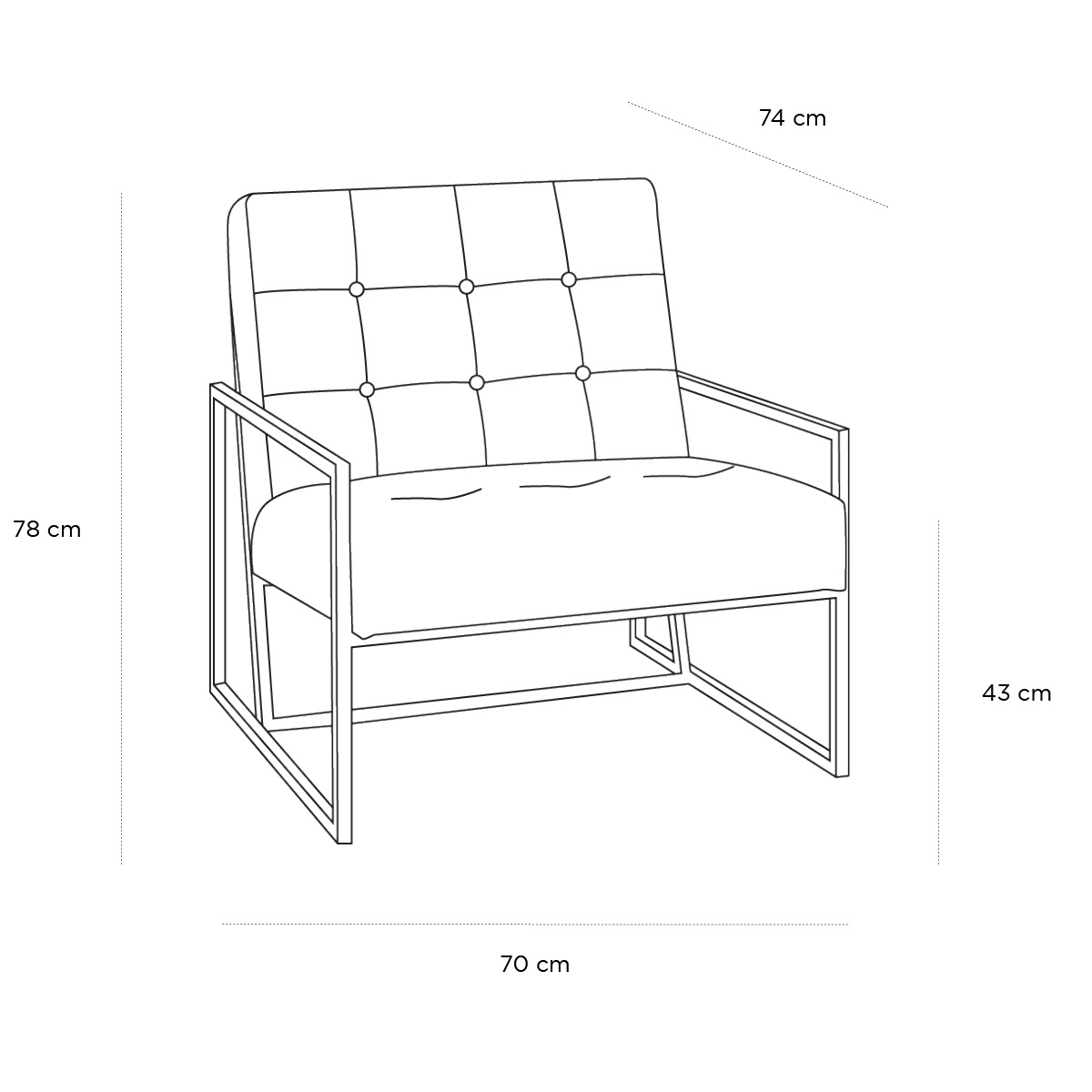 Product schematic Fauteuil Legend Bleu Nuit