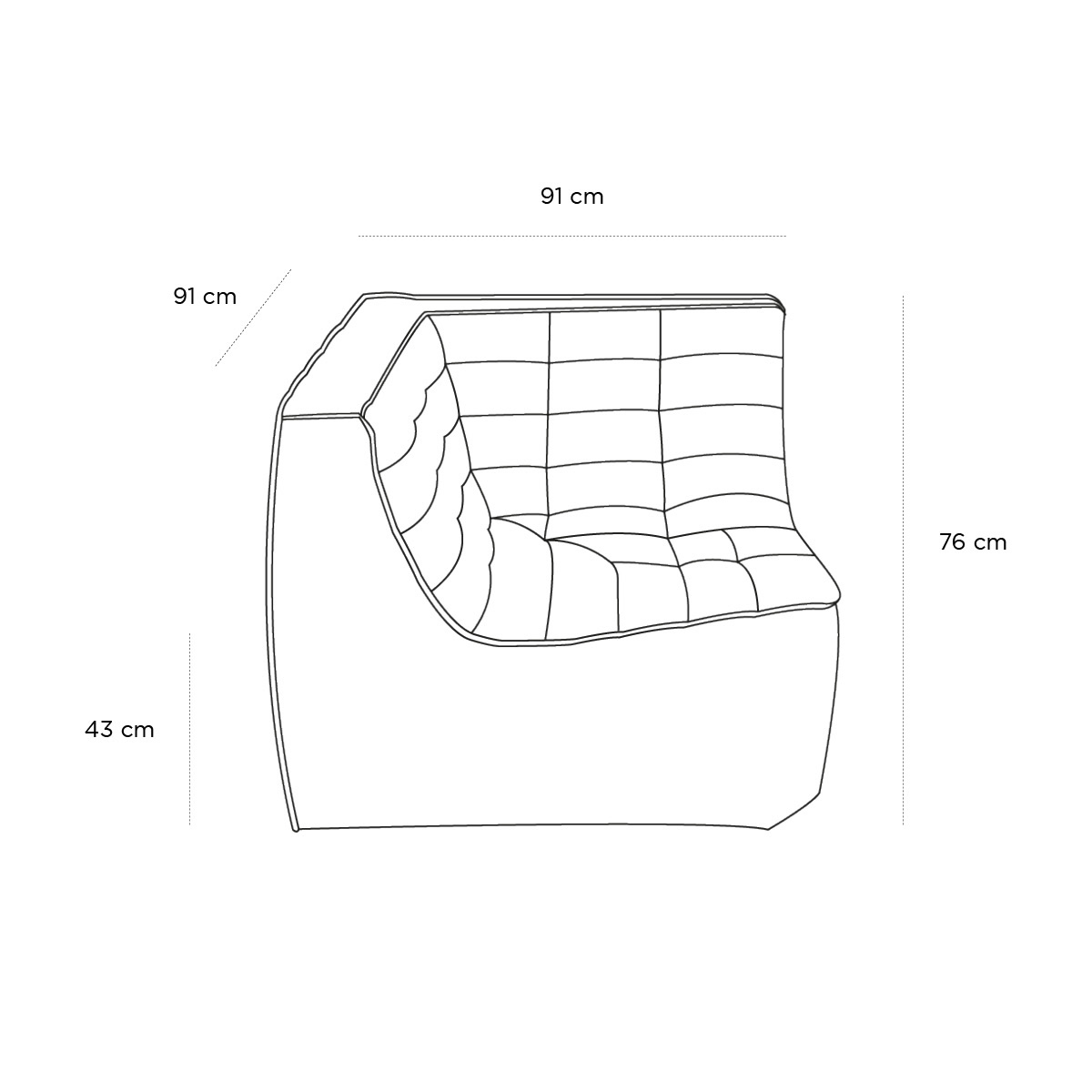 Product schematic Chauffeuse N701 Angle