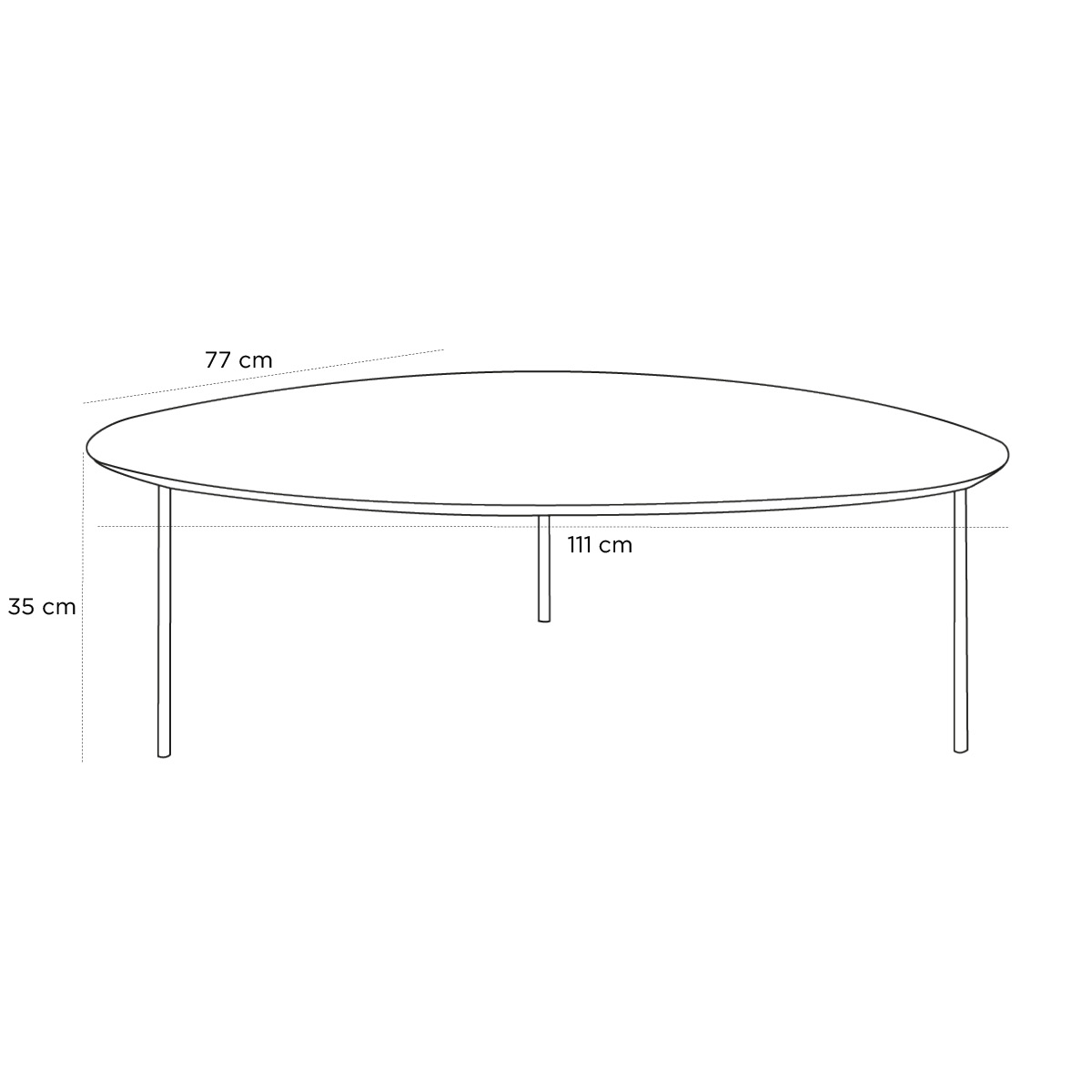 Product schematic Table basse Eclipse Bois Clair L
