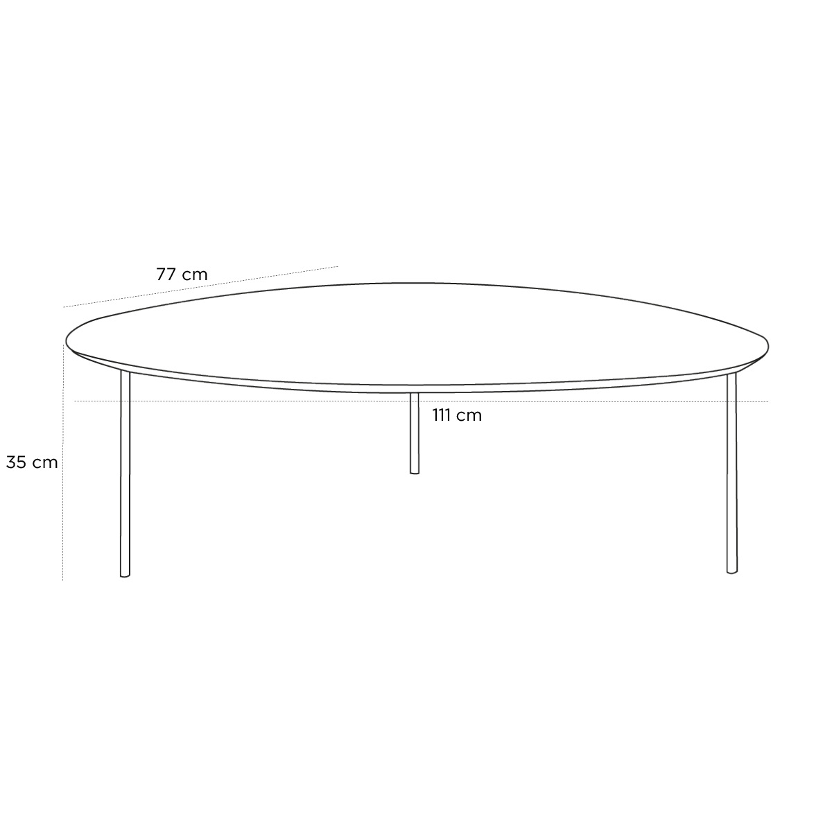 Schéma du produit Table basse Eclipse Bois Clair L