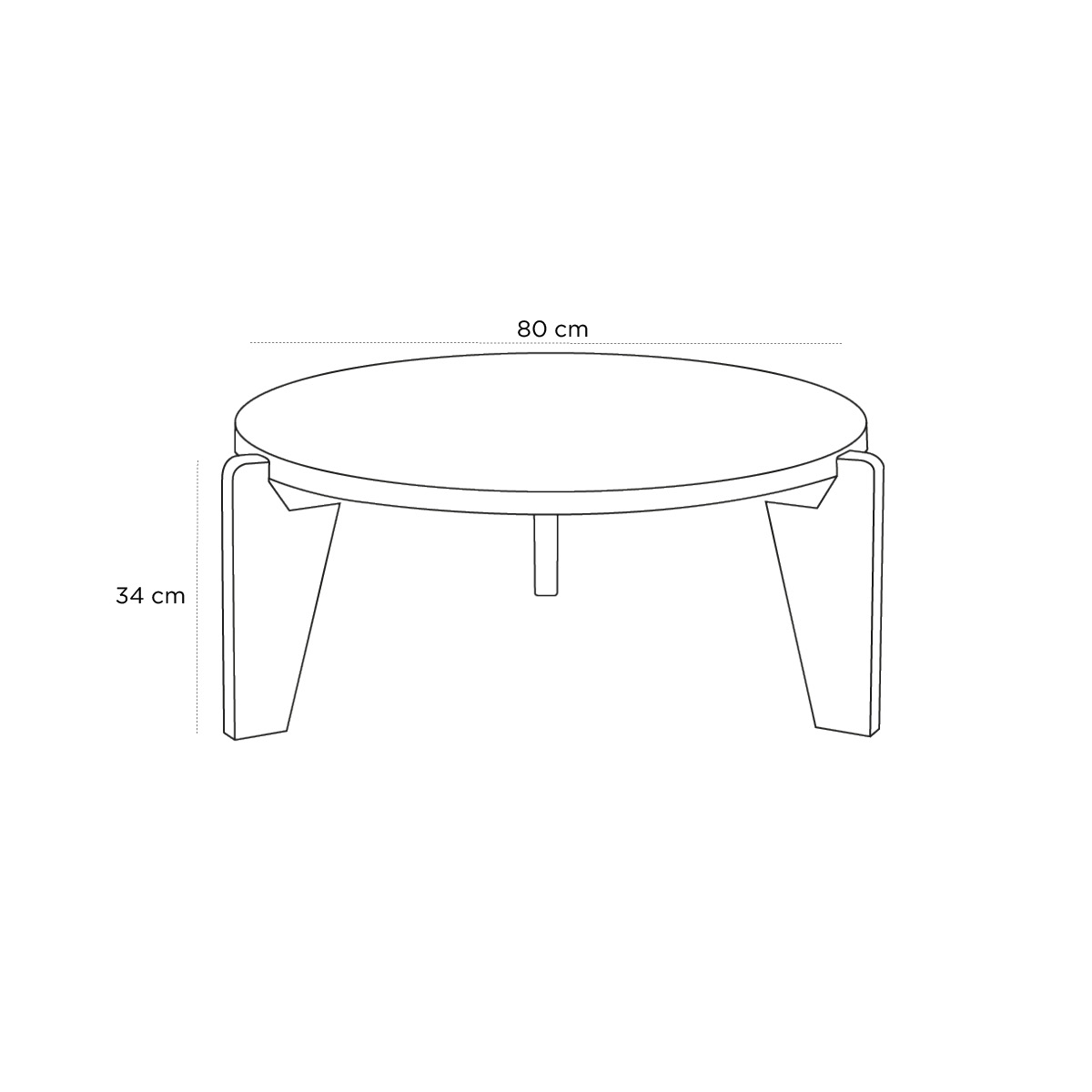 Product schematic Table basse Guéridon bas Chêne