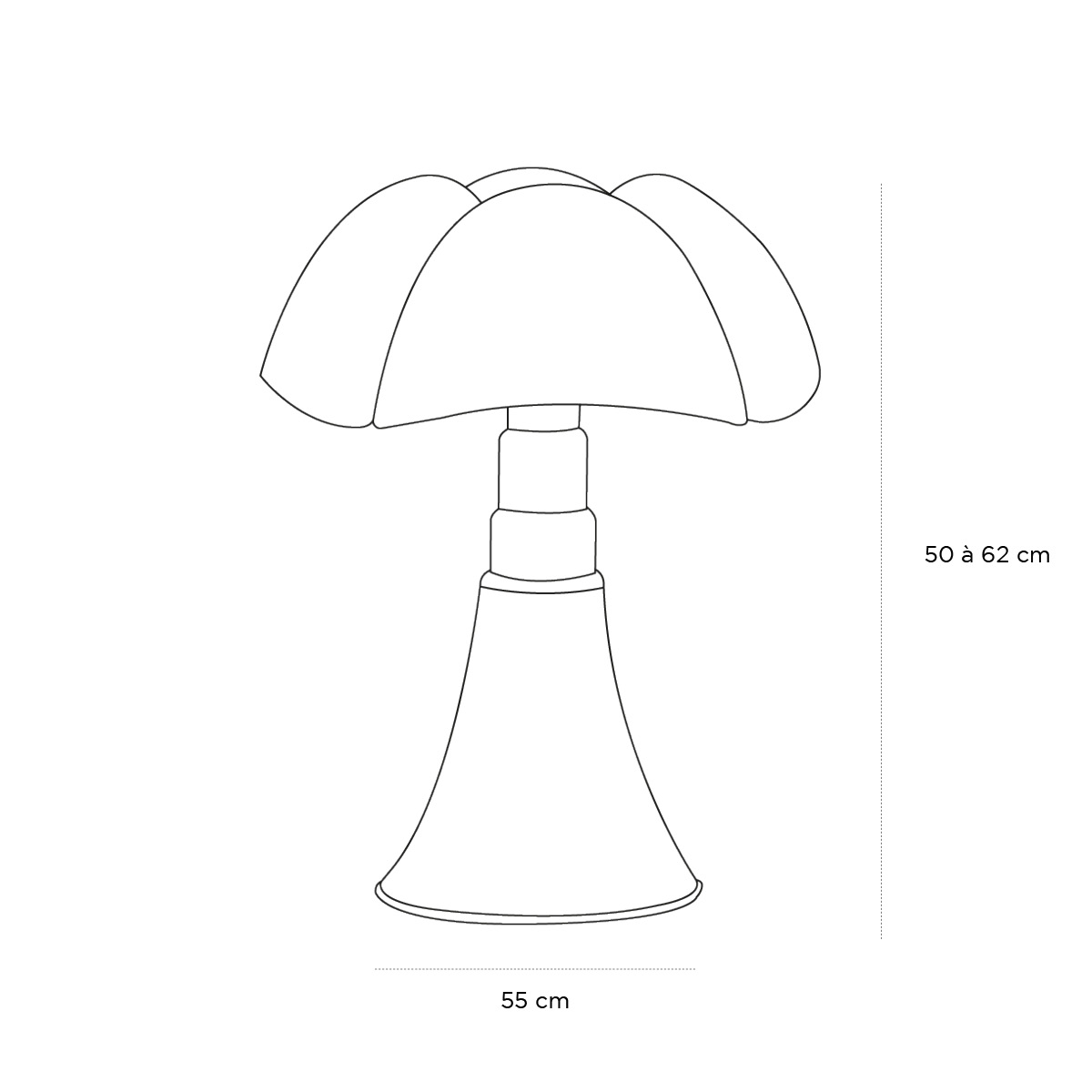 Product schematic Lampe Pipistrello Vert agave
