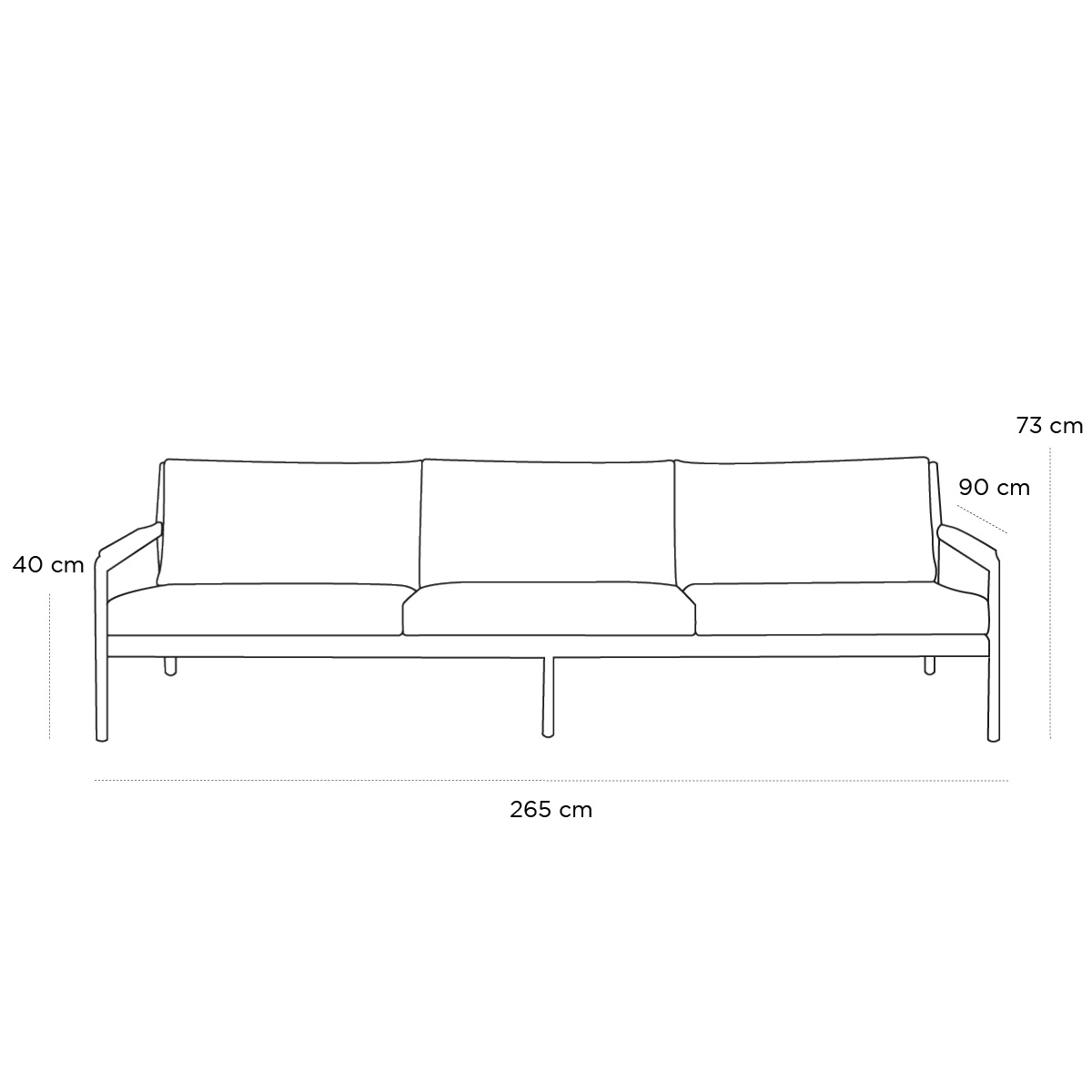 Product schematic Canapé Jack 3 Places