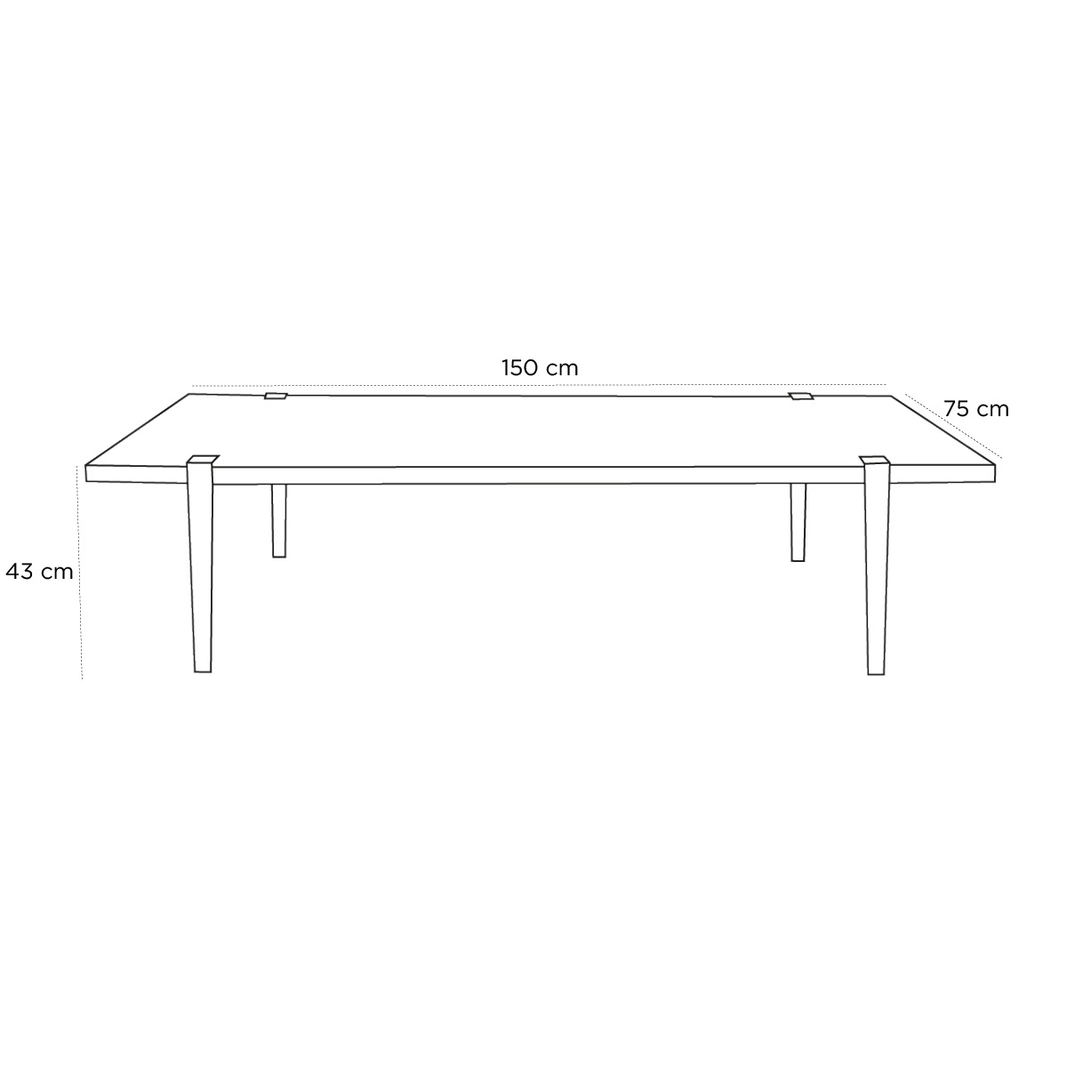 Product schematic Table basse TIPTOE Chêne 150