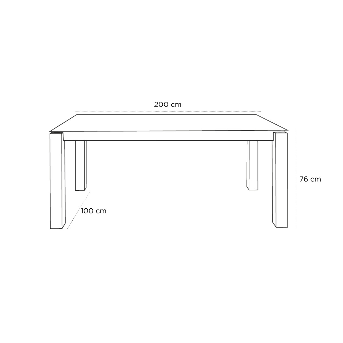 Product schematic Table Slice Dining 200 x 100