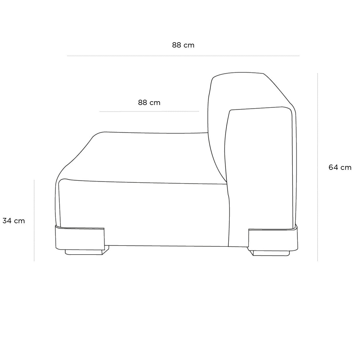 Product schematic Chauffeuse Plastics Duo Tourterelle Droite Courte