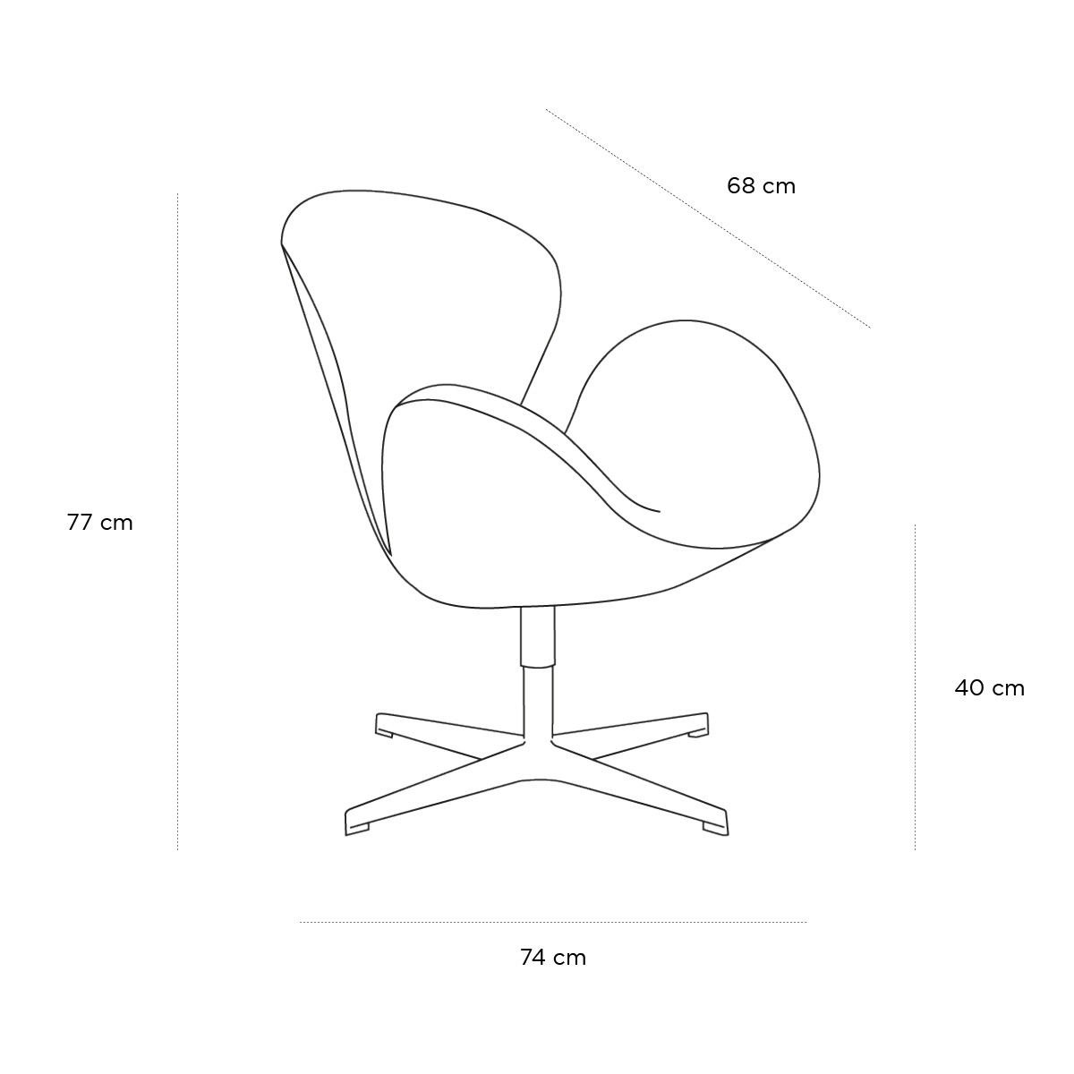 Product schematic Fauteuil Swan Rouge