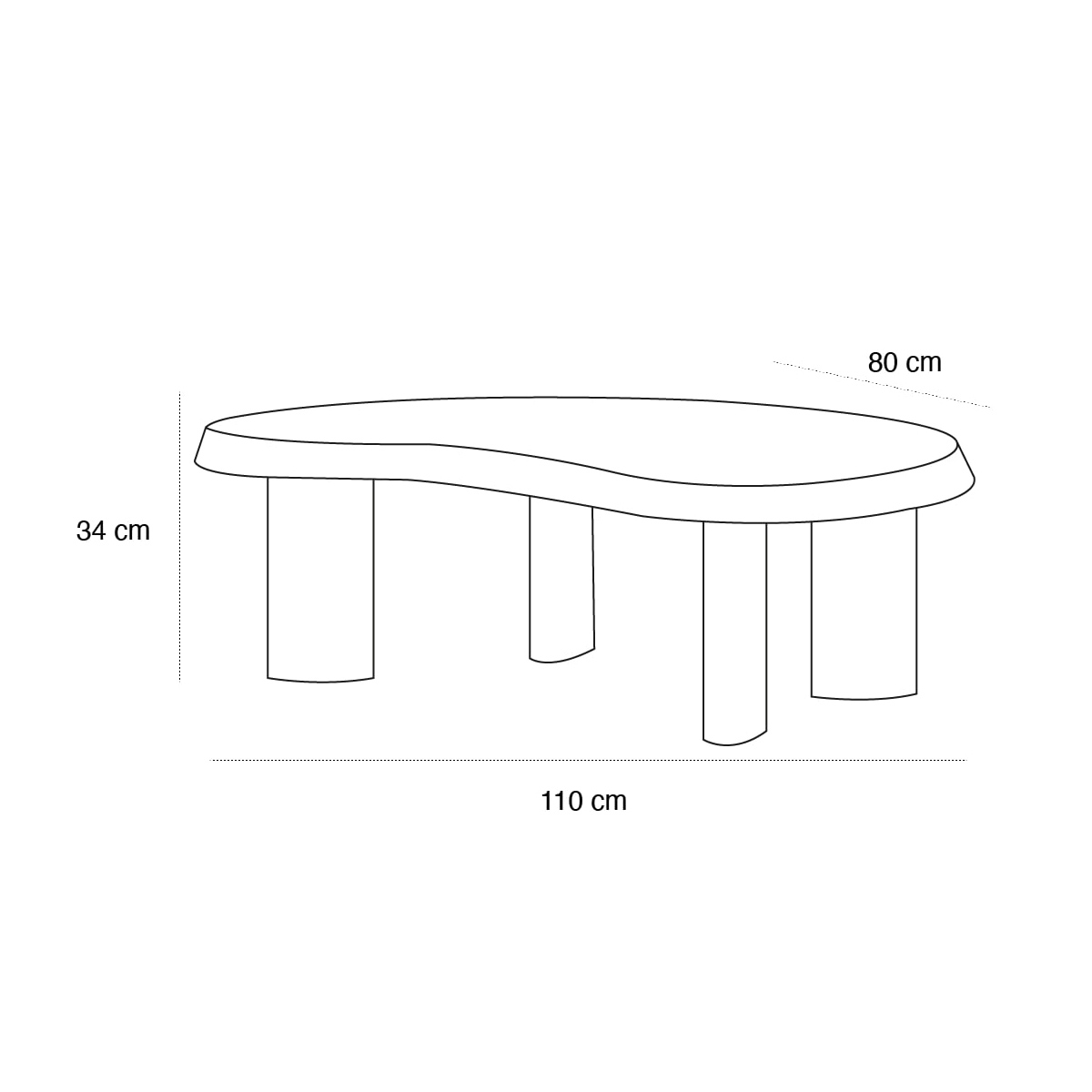 Product schematic Table basse Antonio Beige