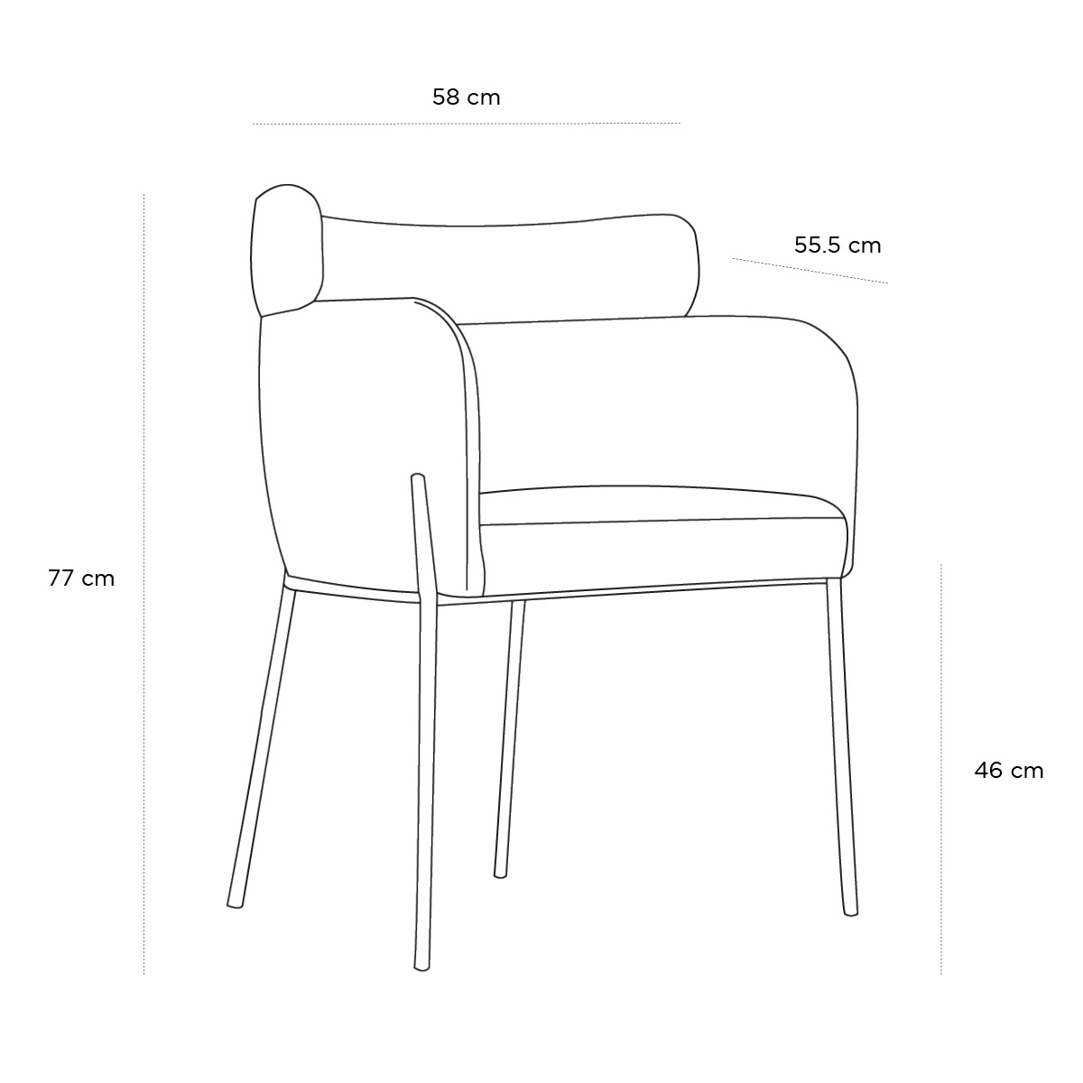 Product schematic Chaise Baron taupe