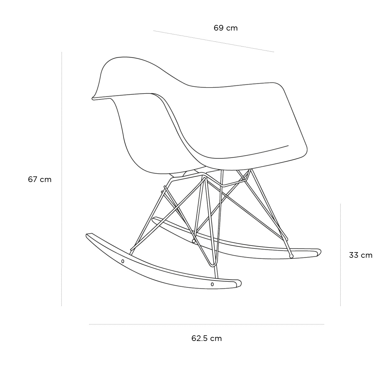 Product schematic Fauteuil RAR Bleu Océan