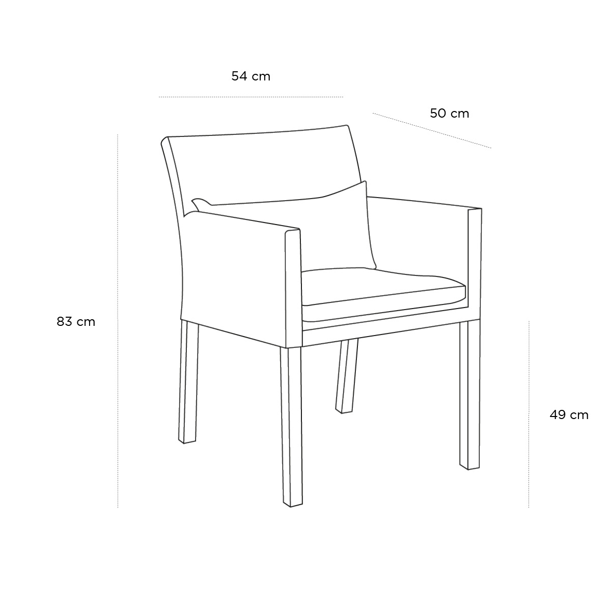 Product schematic Fauteuil Bridge Majestic Champagne